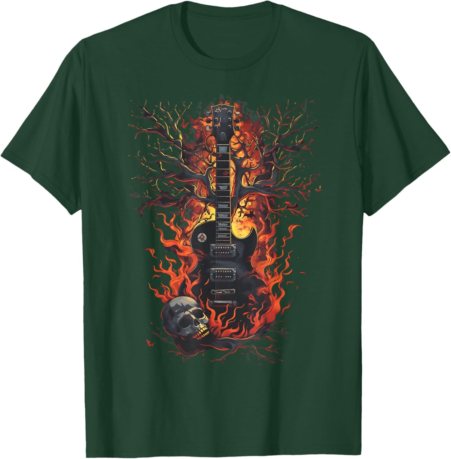 Guitare électrique groupe de musiciens en metal crâne et T-Shirt - T-Shirt | Forest
