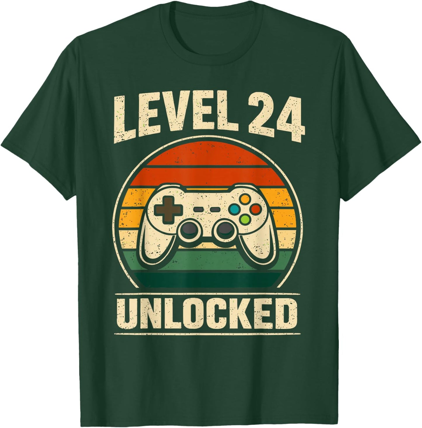 24th Birthday Level 24 Unlocked Gamer Gaming 24 Birthday T-Shirt - T-Shirt | Forest