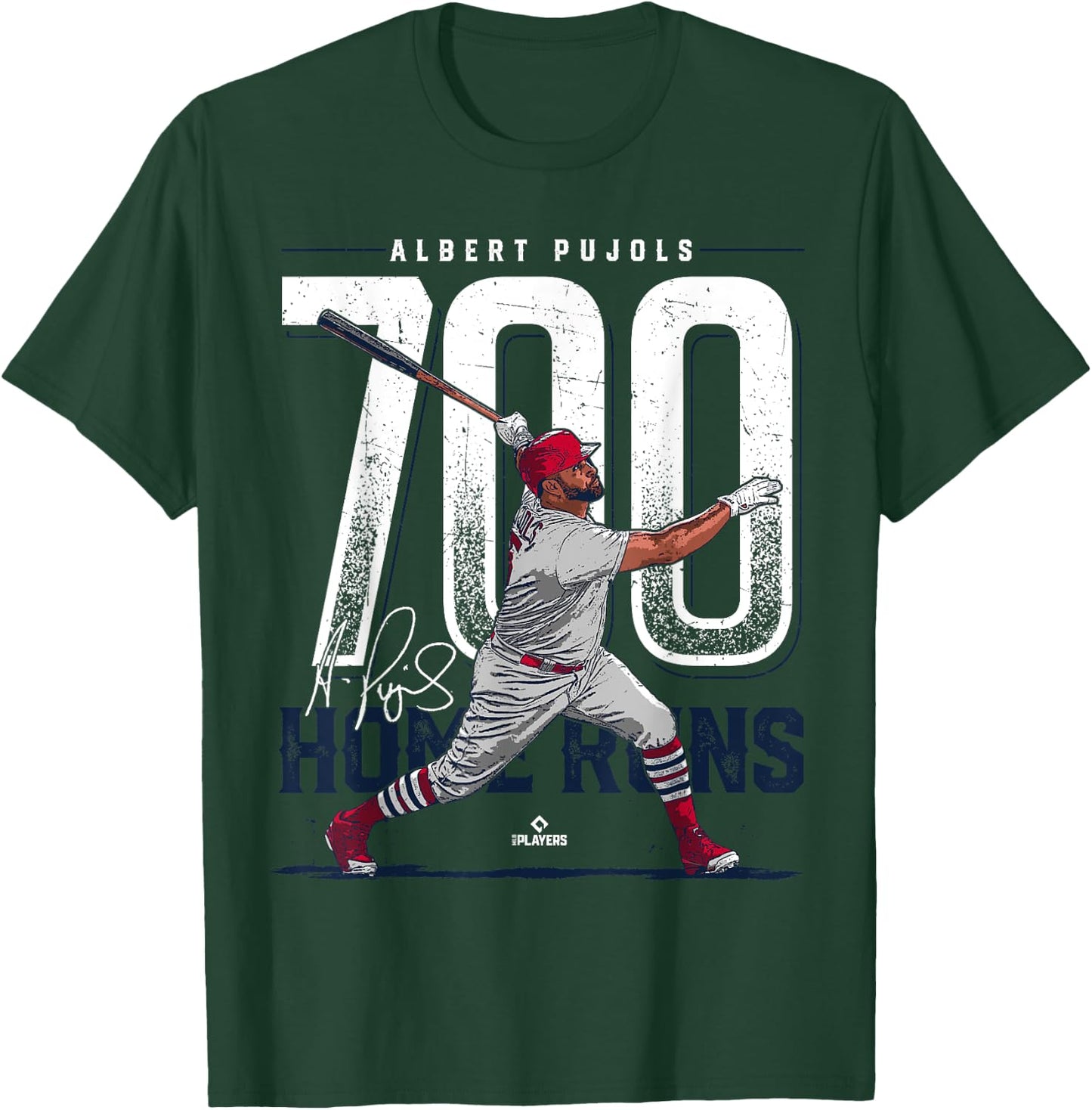 BallPark MVP Albert Pujols 700 Home Runs St Louis MLBPA -Adults & Youth Black Cotton Short Sleeve T-Shirt - T-Shirt | Forest
