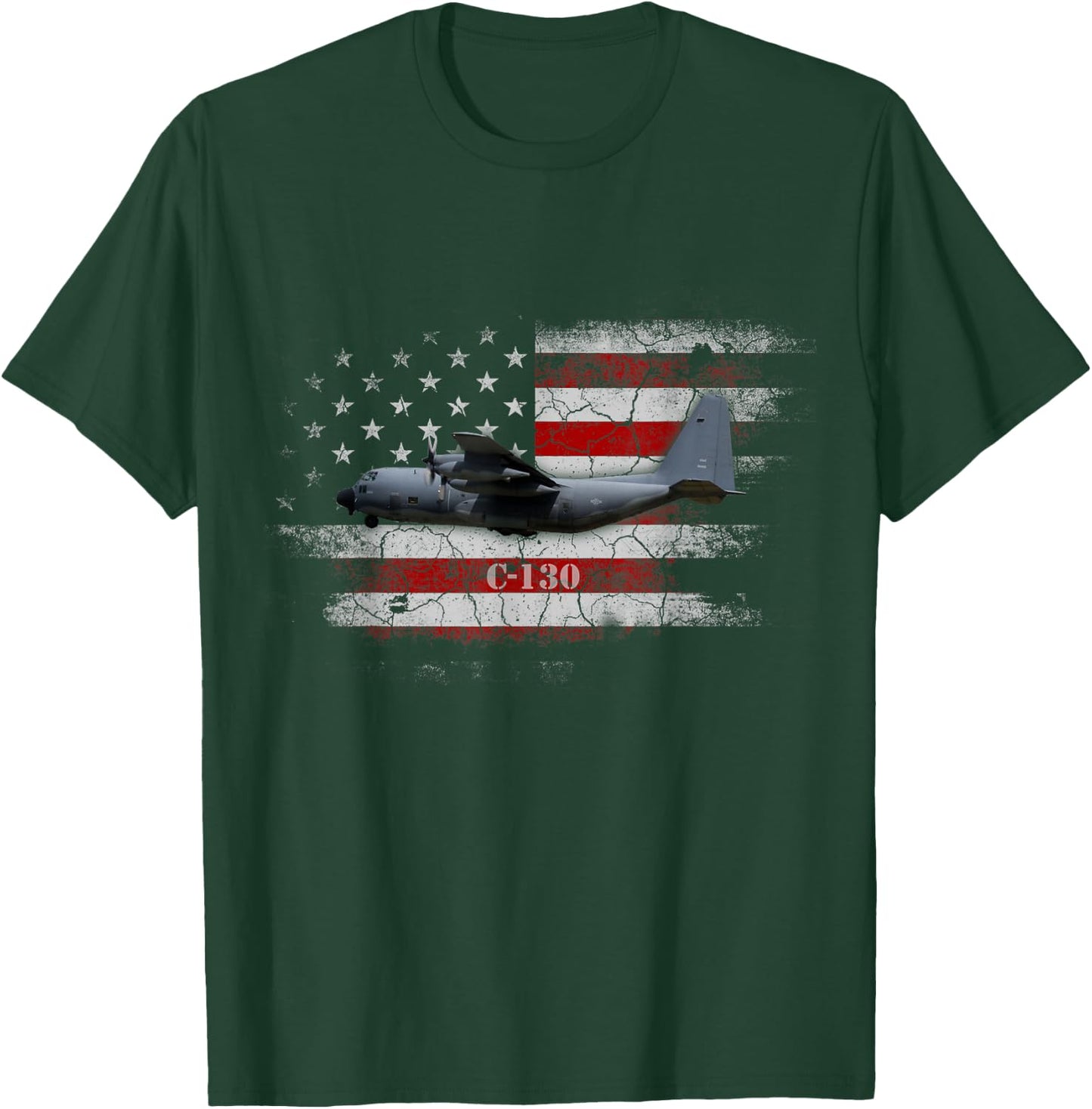 C-130 - Combat Air Force Veteran Veterans Day Gift T-Shirt - T-Shirt | Forest