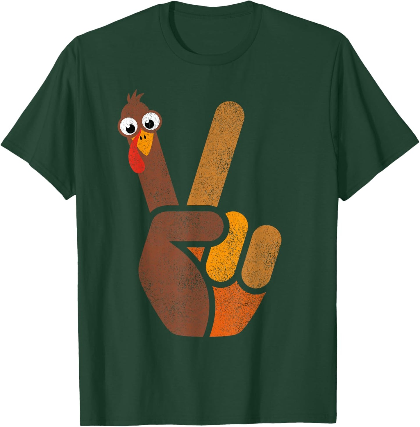 Peace Sign Turkey Shirt Kids Funny Thanksgiving T-Shirt - T-Shirt | Forest
