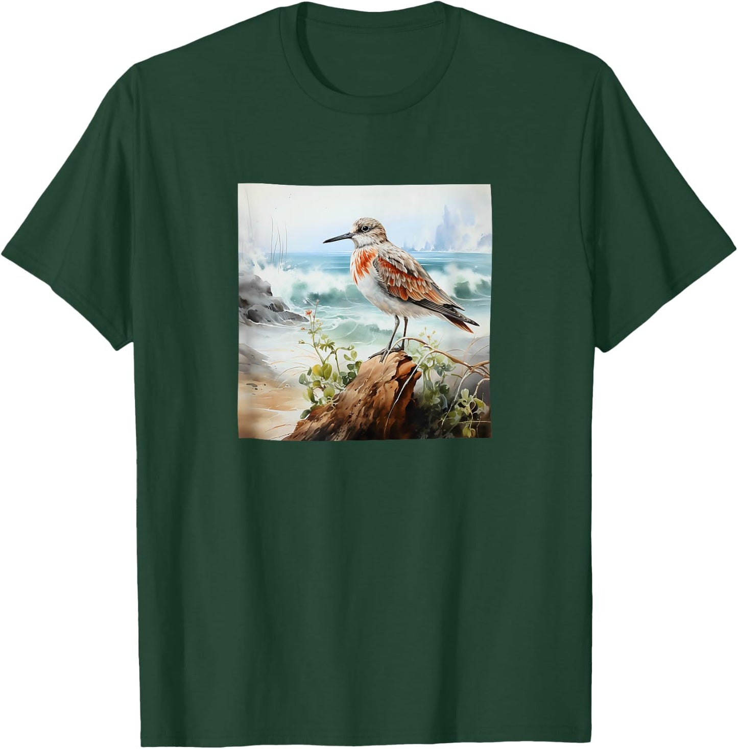 Sandpiper Ocean Watercolor Graphic T-Shirt - T-Shirt | Forest