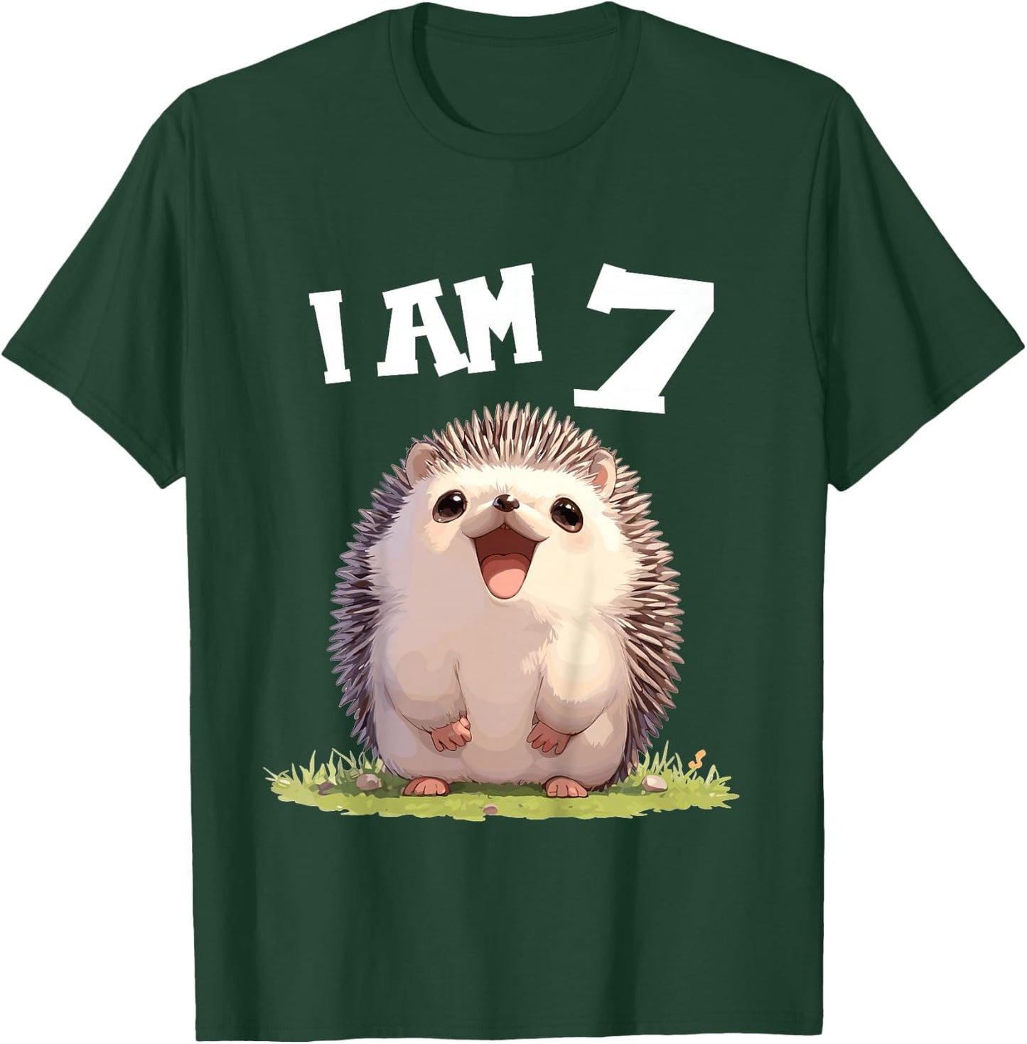 7 Years old 7 birthday Hedgehogs Boy Girl Hedgehog T-Shirt - T-Shirt | Forest
