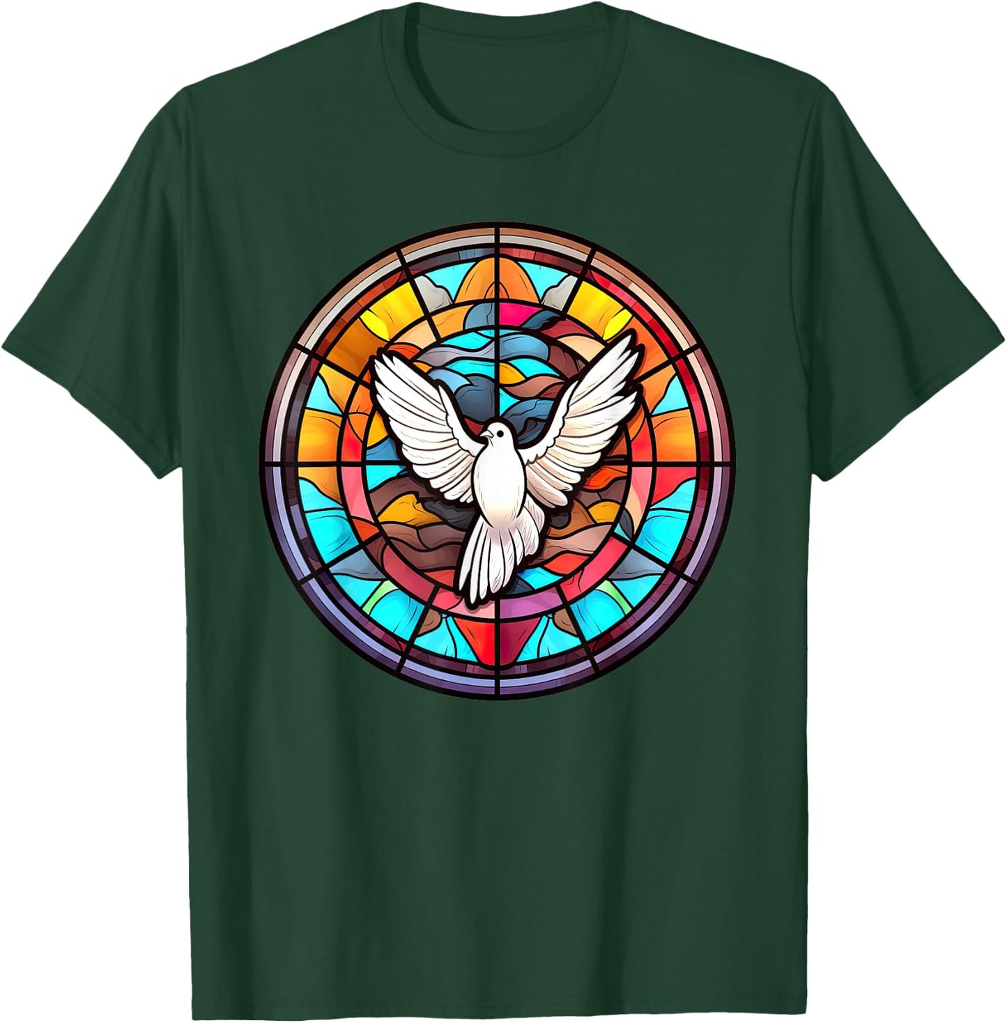 Heiliger Geist Taube Lob Jesus Heiliger Geist in Buntglas T-Shirt - T-Shirt | Forest
