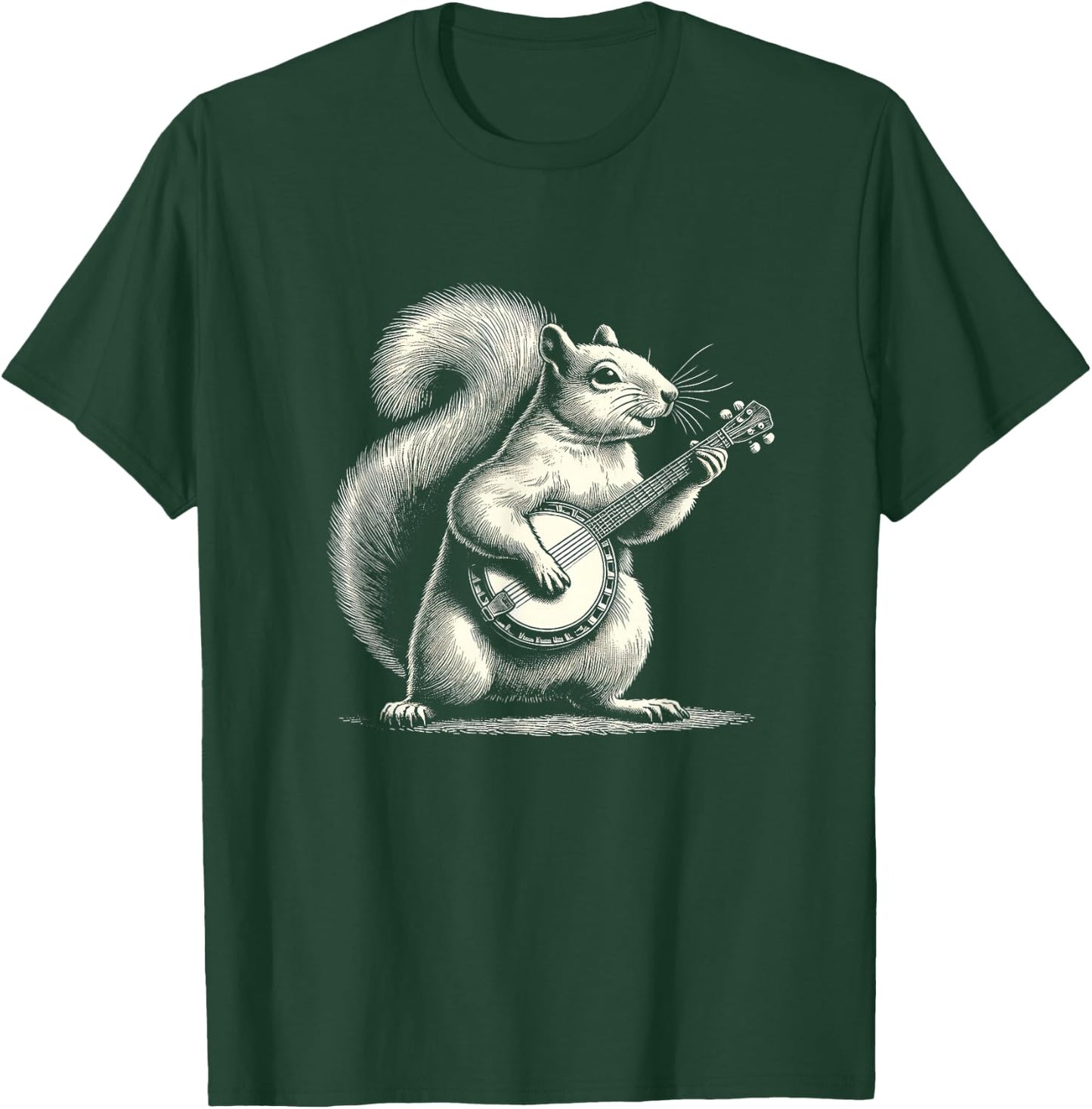 Squirrel Playing Banjo Graphic Art Design T-Shirt - T-Shirt | Forest