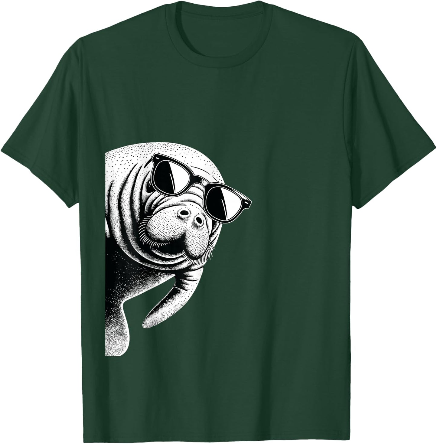 Funny Manatee Wearing Sunglasses Manatee Lover T-Shirt - T-Shirt | Forest