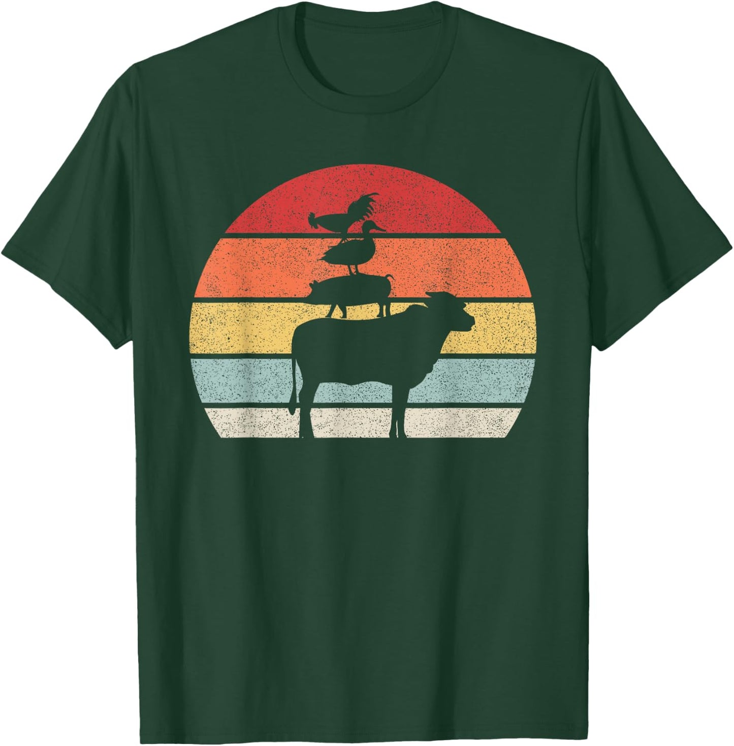 Retro Farm Animals Shirt Animal Lover Cow Pig Duck & Chicken T-Shirt - T-Shirt | Forest