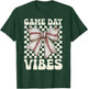 Coquette Bow Baseball Game Day Vibes Groovy Women Kids T-Shirt - T-Shirt | Forest