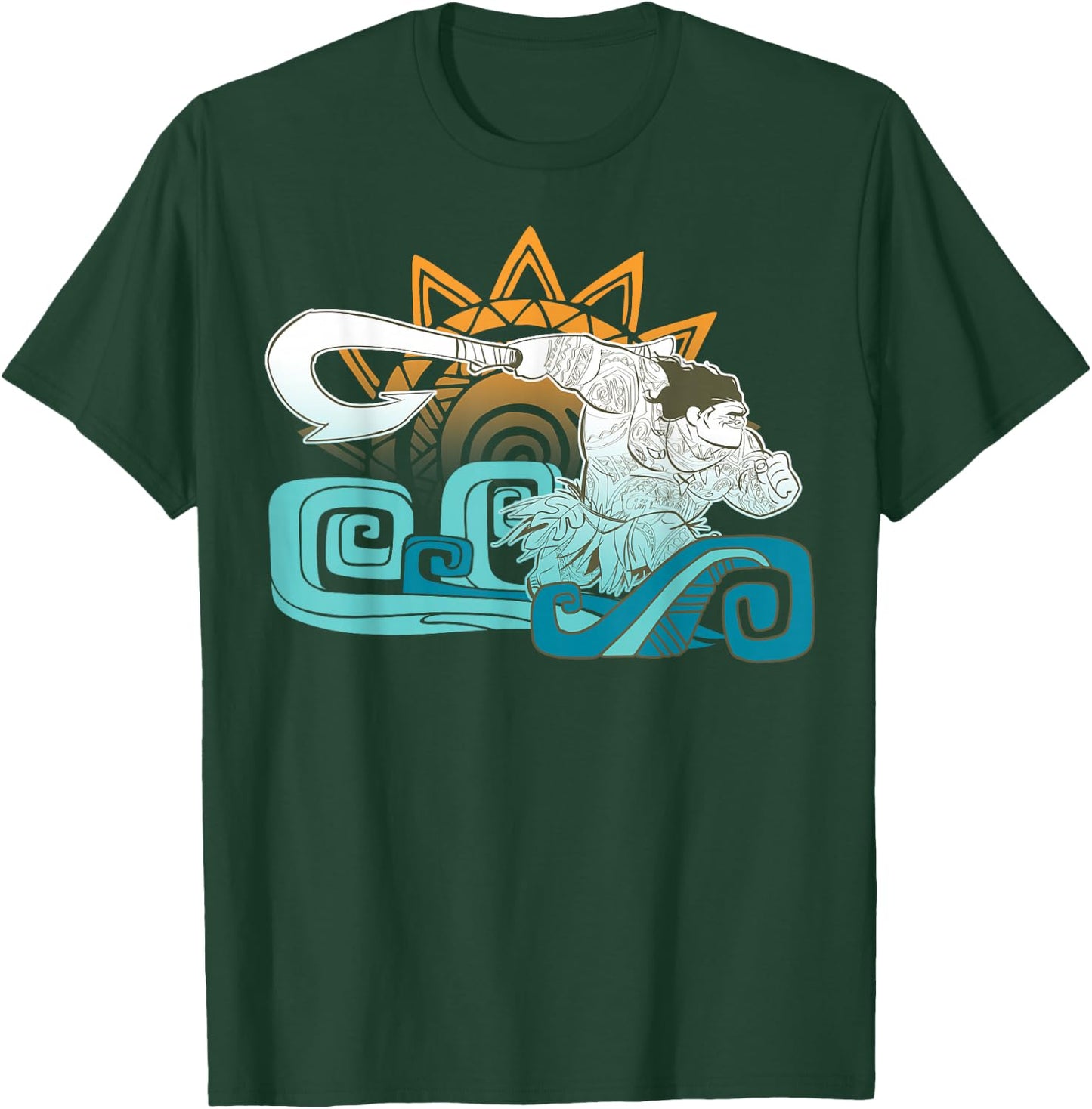Disney Moana Maui Hook Surf and Sun Gradient Graphic T-Shirt - T-Shirt | Forest
