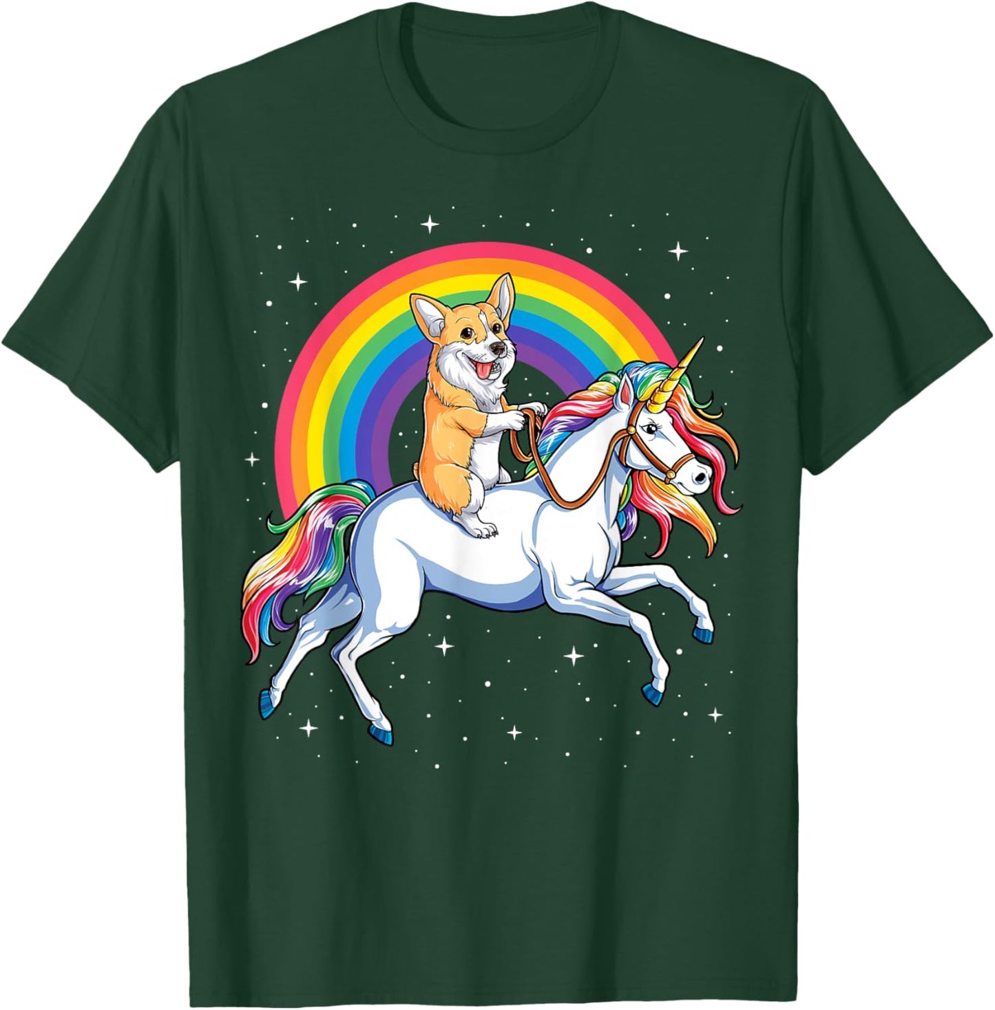 Corgi Unicorn T shirt Girls Space Galaxy Rainbow Corgicorn T-Shirt - T-Shirt | Forest