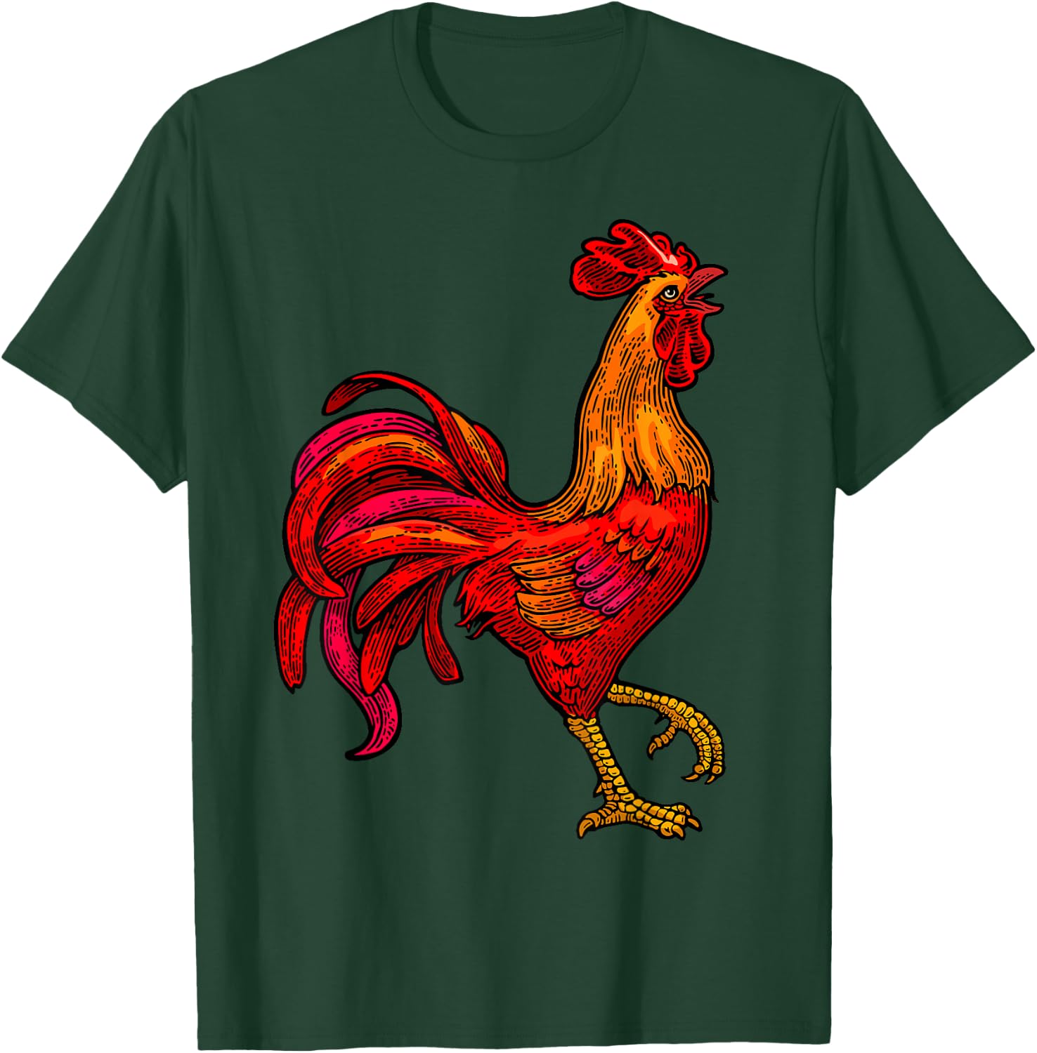 Red Rooster Graphic Vintage Chicken Farmer T-Shirt - T-Shirt | Forest