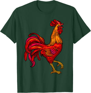 Red Rooster Graphic Vintage Chicken Farmer T-Shirt - T-Shirt | Forest