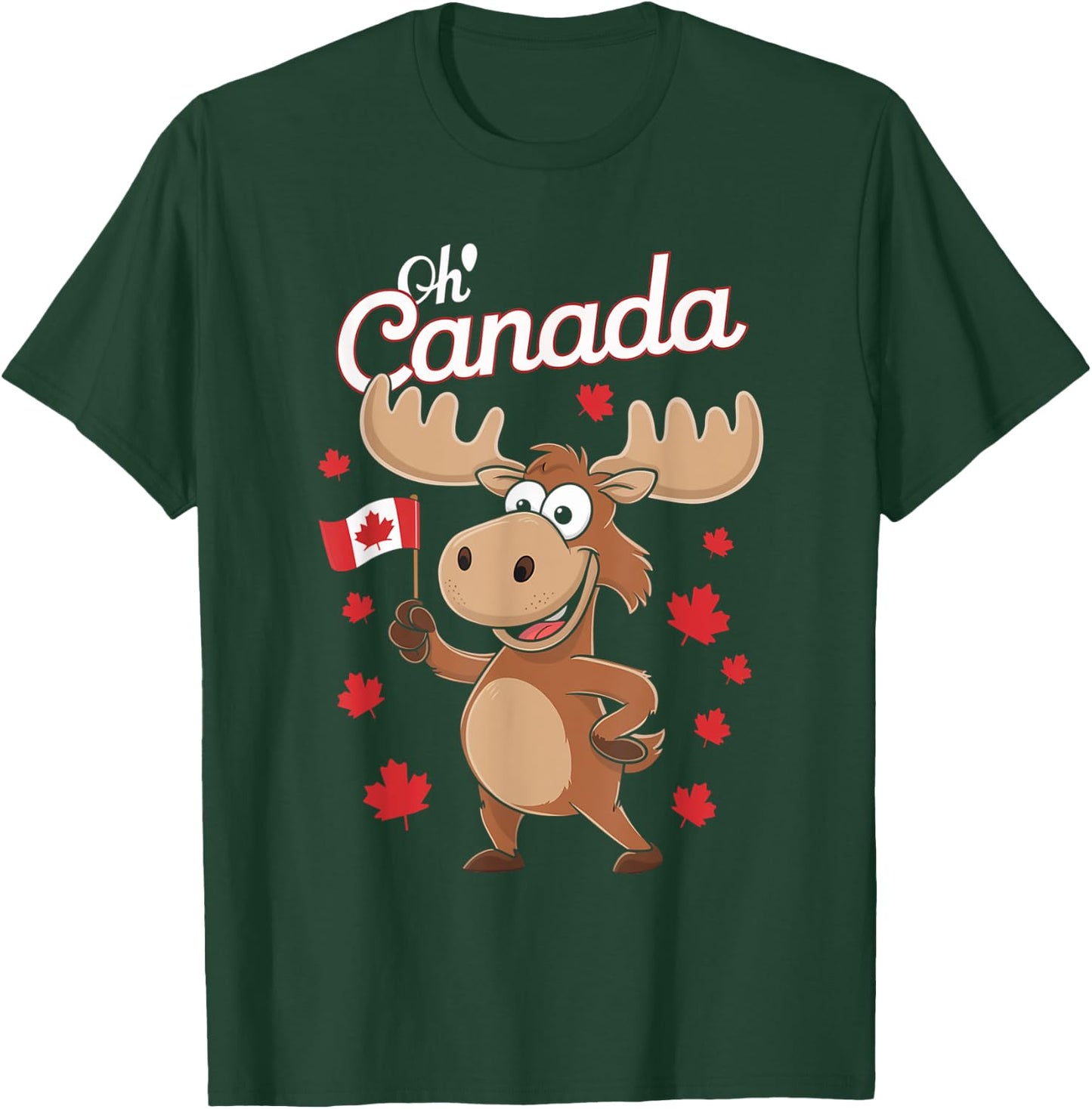 Happy Canada Day Funny Canadian Moose Oh Canada Flag T-Shirt - T-Shirt | Forest