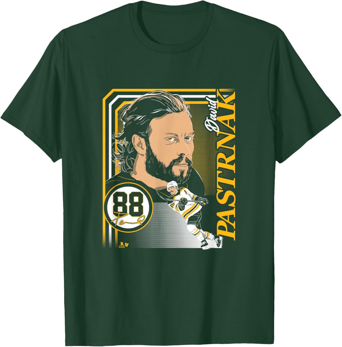 David Pastrnak: Collage Frame - Boston Hockey T-Shirt - T-Shirt | Forest