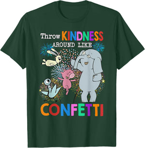 Throw Kindness Around Like Confetti Cute Teacher Elephant T-Shirt - T-Shirt | Forest