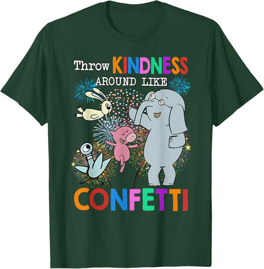 Throw Kindness Around Like Confetti Cute Teacher Elephant T-Shirt - T-Shirt | Forest