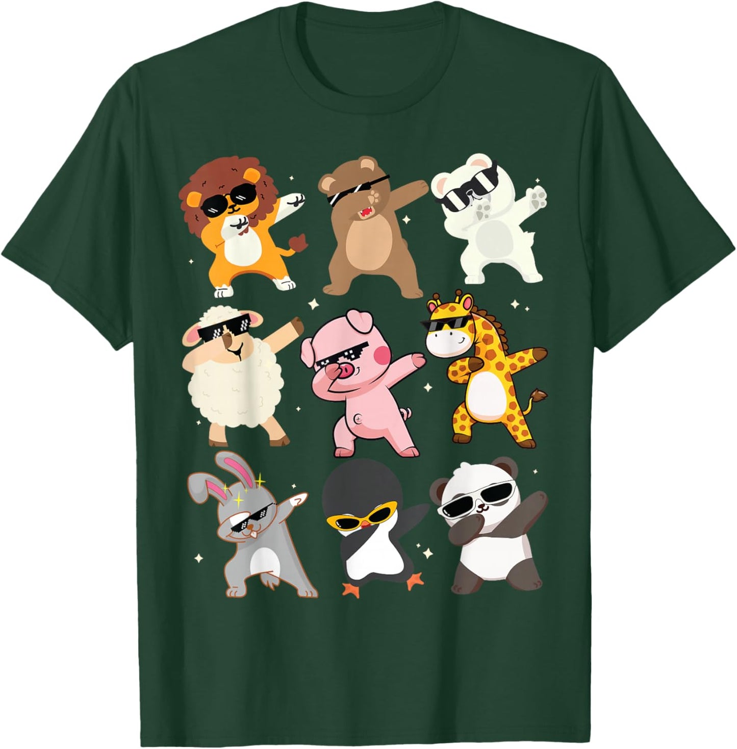 Men Women and Kids Dabbing Animals Wildlife Birthday Parties T-Shirt - T-Shirt | Forest