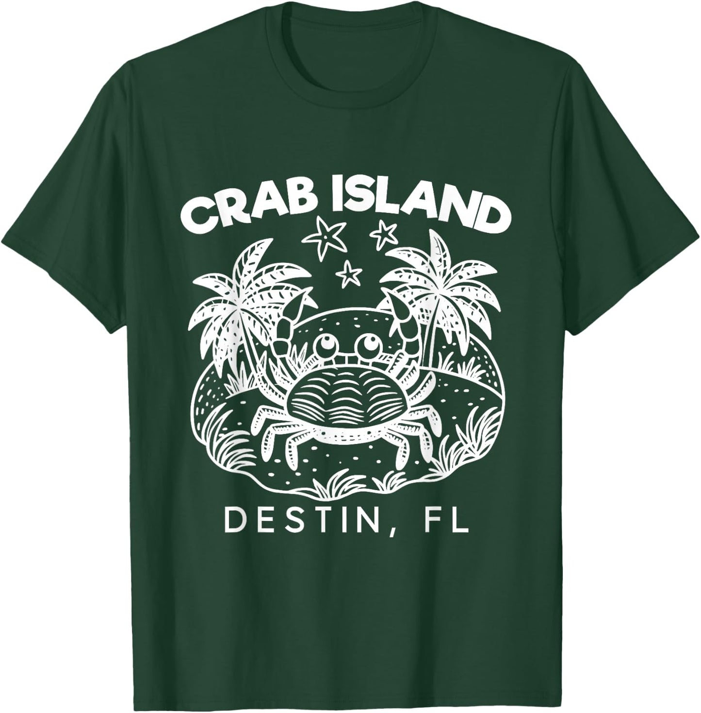 Retro Island Crab Destin, FL Party Sandbar Souvenir Hangout T-Shirt - T-Shirt | Forest