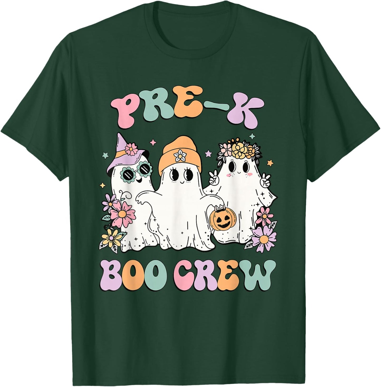 Teacher Boo Crew Pre K Cute Ghost Halloween Costume T-Shirt - T-Shirt | Forest
