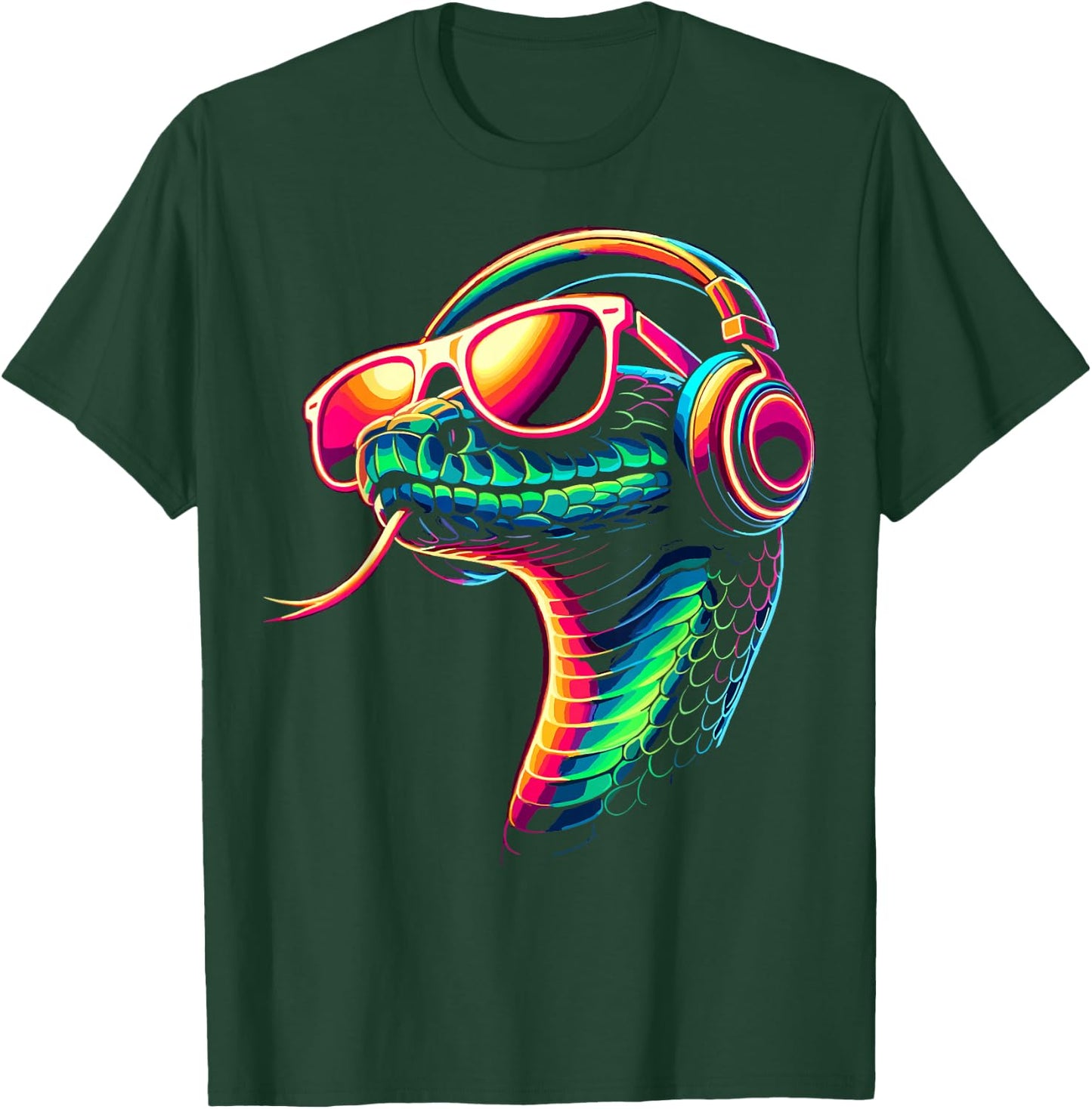 Snake With Sunglasses And DJ Headphones T-Shirt - T-Shirt | Forest