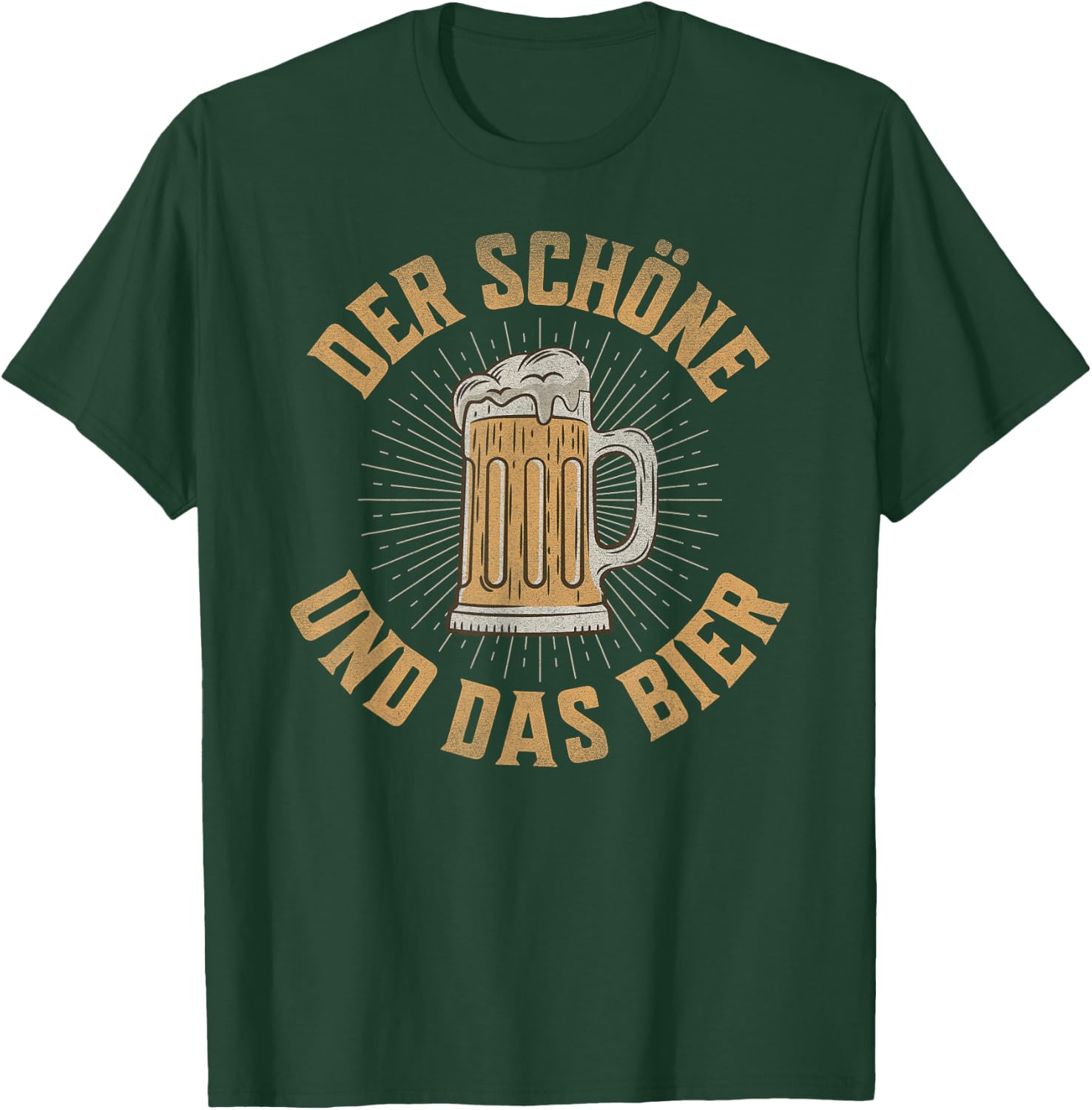 with German Text "Der Schöne und das Bier - Bierliebhaben" (German, black T-Shirt - T-Shirt | Forest