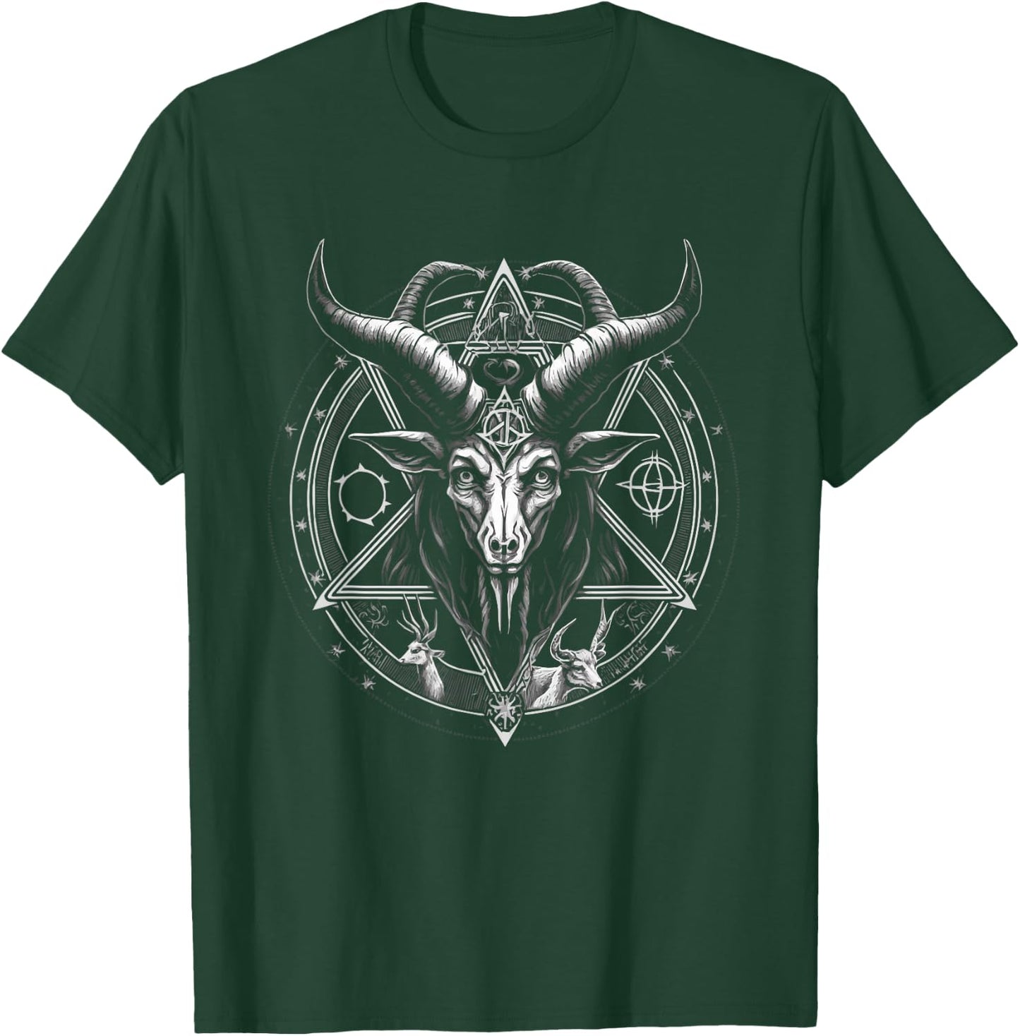 Pentagram Goat Head Baphomet Satan Satanic Devil Graphic T-Shirt - T-Shirt | Forest