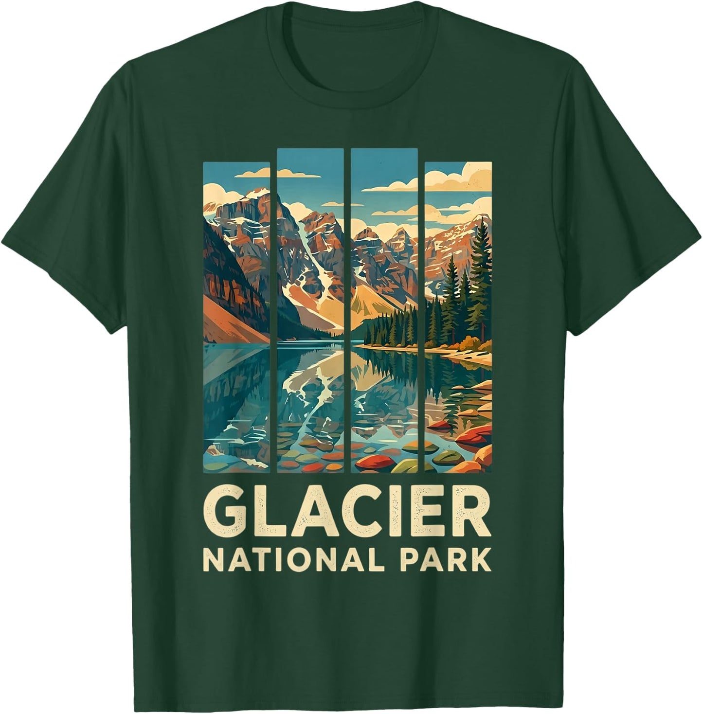 Glacier National Park Mountain Lake Reflection T-Shirt - T-Shirt | Forest