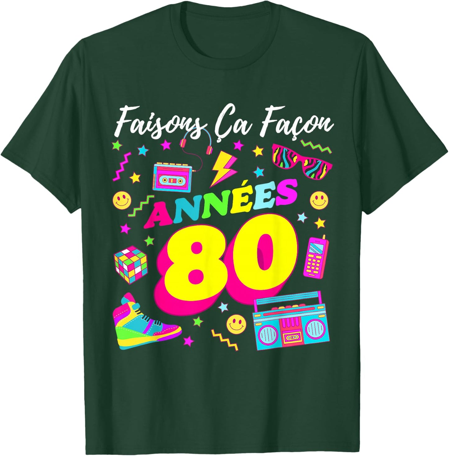 Party 80s Birthday Party 80s Retro Style , Black, S T-Shirt - T-Shirt | Forest