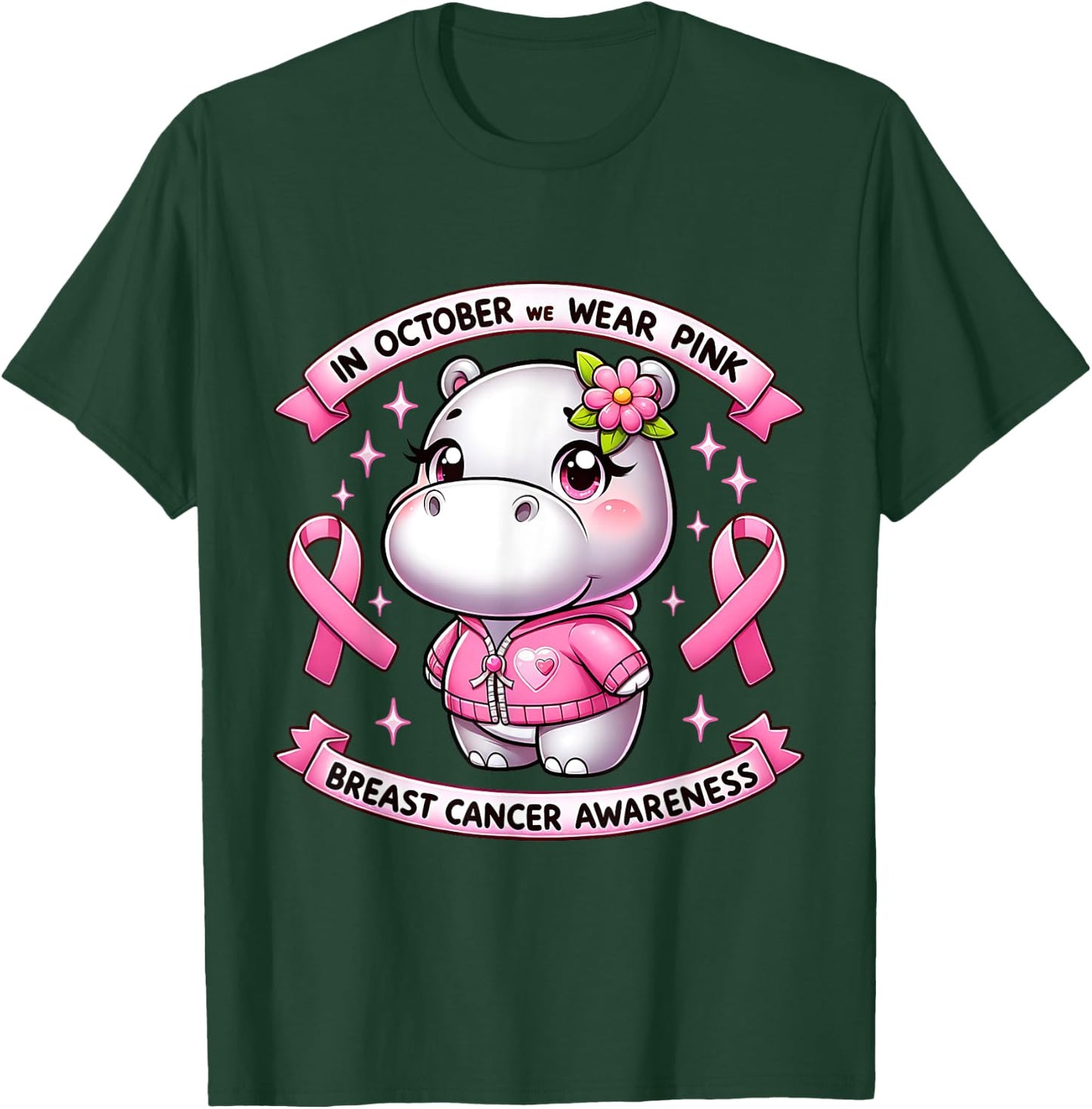 In October We Wear Pink Breast Cancer Awareness Month 2024 T-Shirt - T-Shirt | Forest