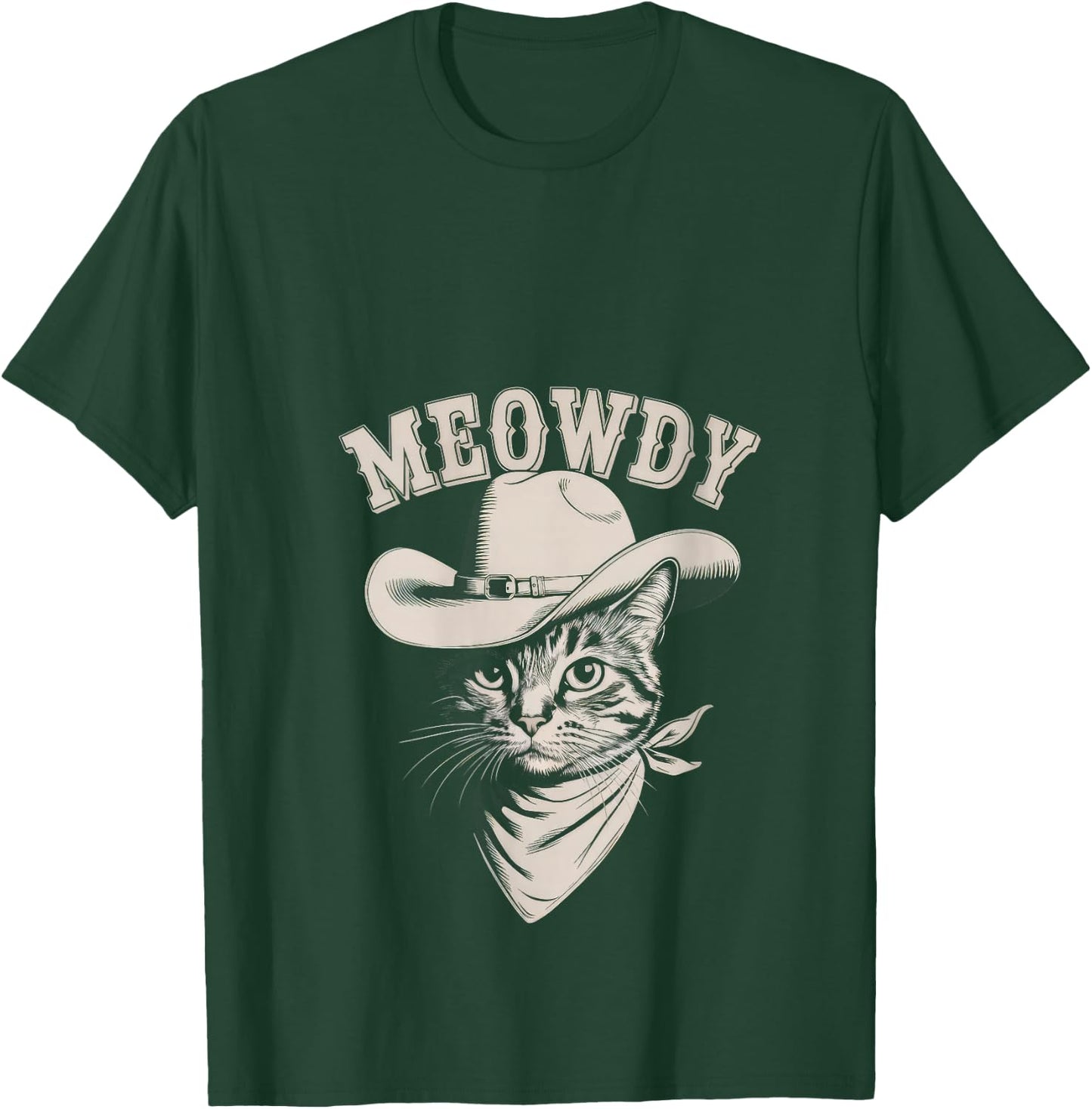 Meowdy Cat Funny Cowboy Western Graphic Cat Lady Cat Dad V-Neck T-Shirt - T-Shirt | Forest