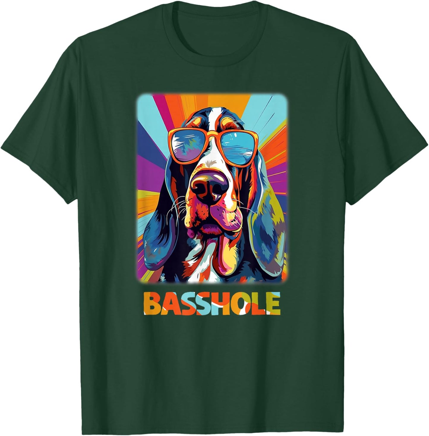 Mom & Dad of a Basshole - Basset Hound with Glasses -Adults Black Short Sleeve T-Shirt - T-Shirt | Forest