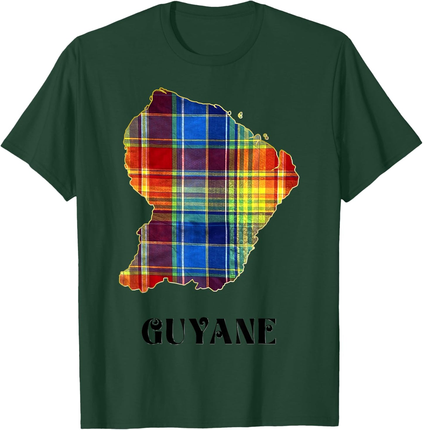 French Guiana Madras Man Woman And Child , Black, S T-Shirt - T-Shirt | Forest
