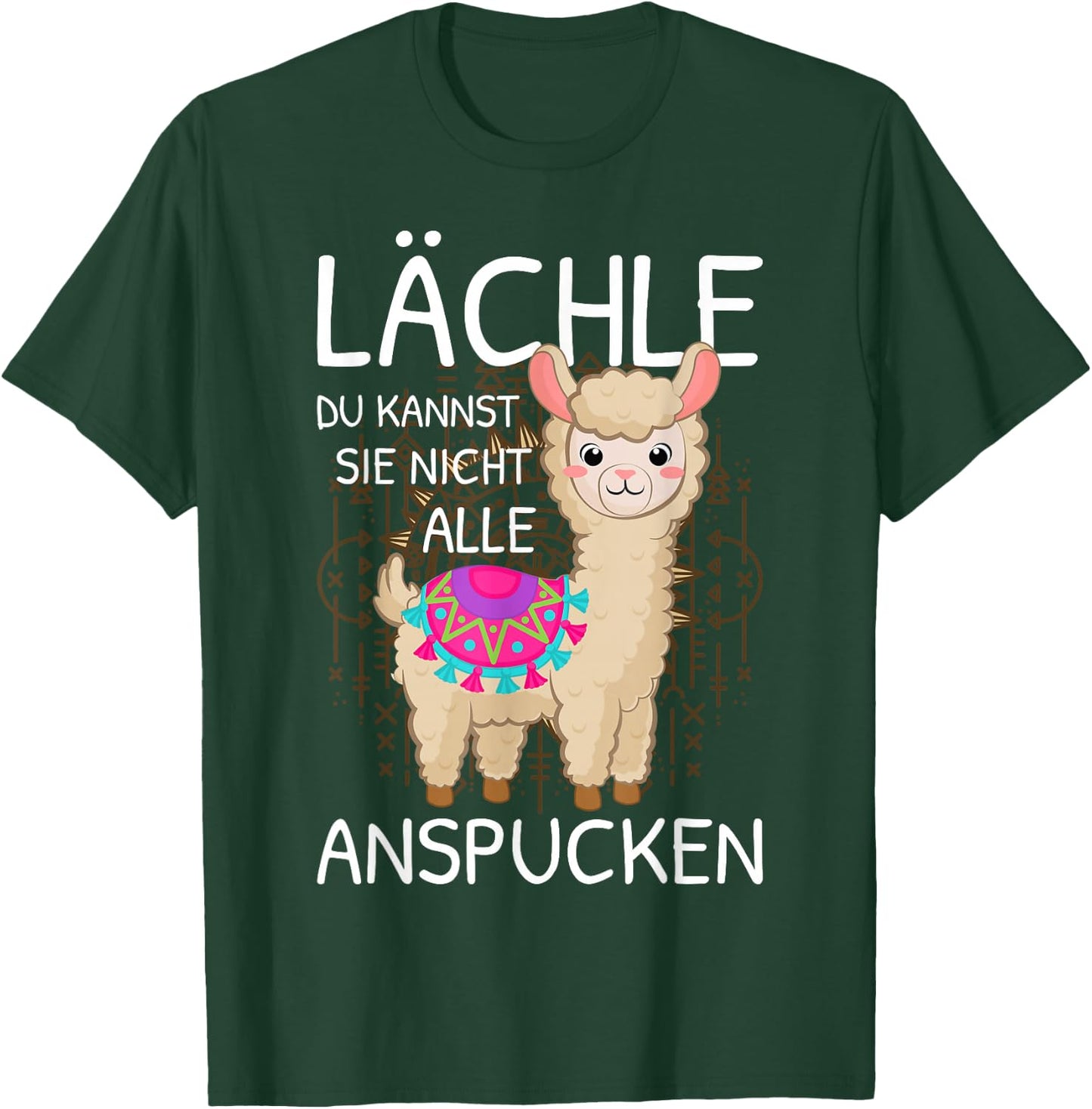 Llama with German Text "Lächle du kannst Sie nicht anspcken Alpaca" [Lächle du kannst sie nicht an, black, s T-Shirt - T-Shirt | Forest