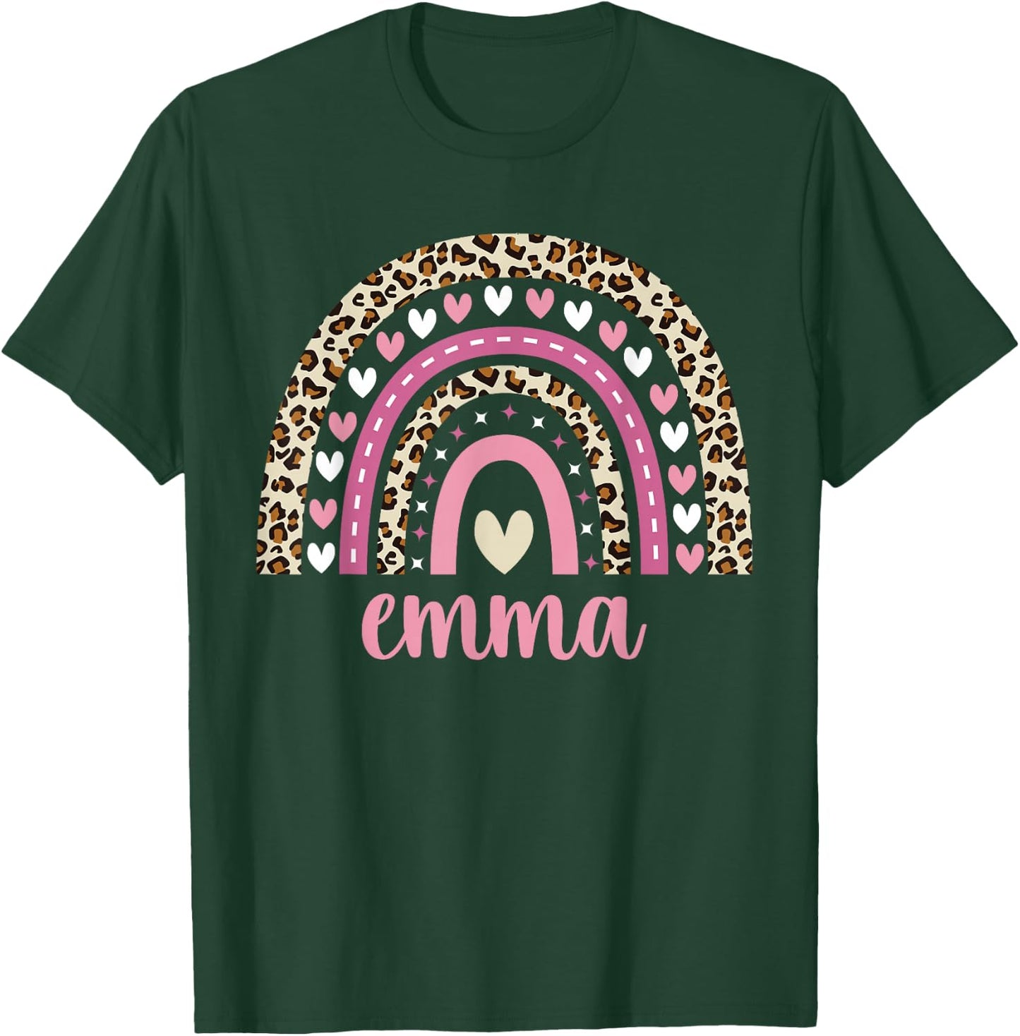 Emma Rainbow Leopard Personalized Emma Birthday T-Shirt - T-Shirt | Forest