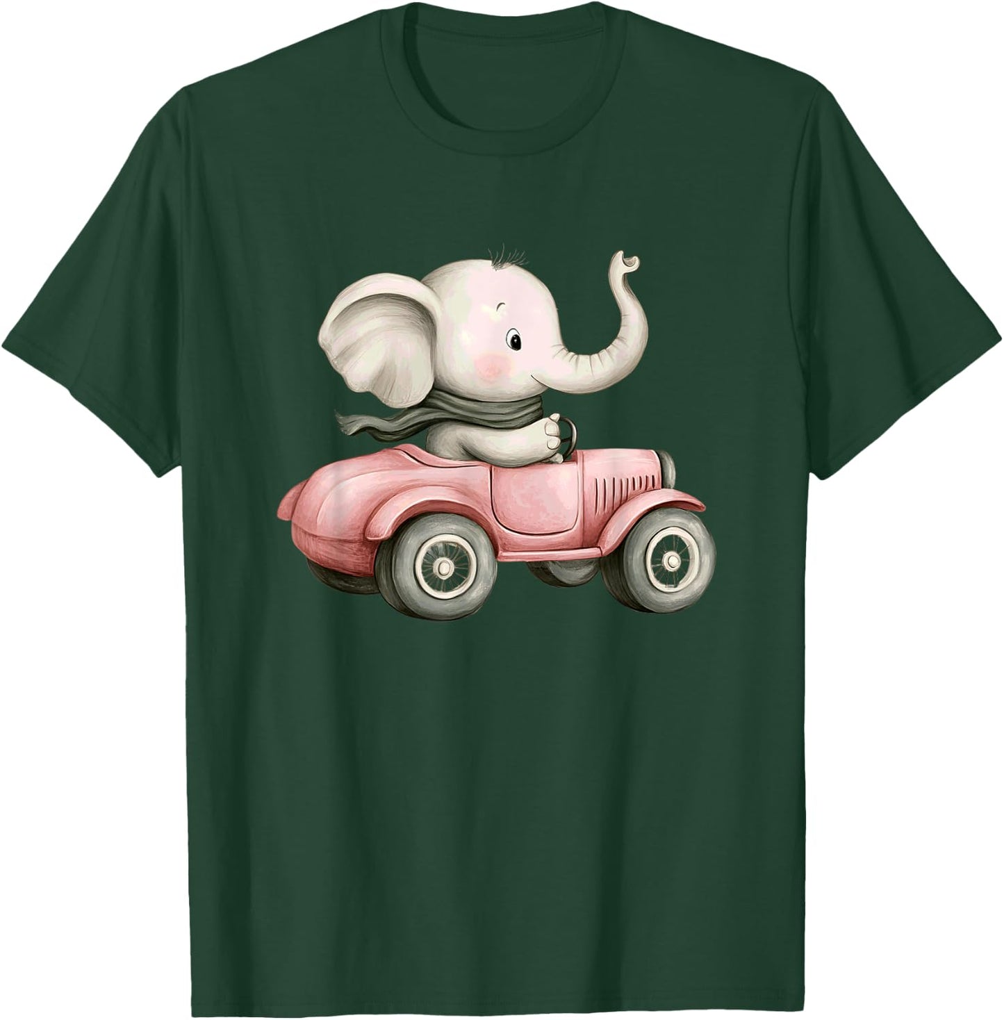 Cute Elephant Driving Vintage Car Delight T-Shirt - T-Shirt | Forest