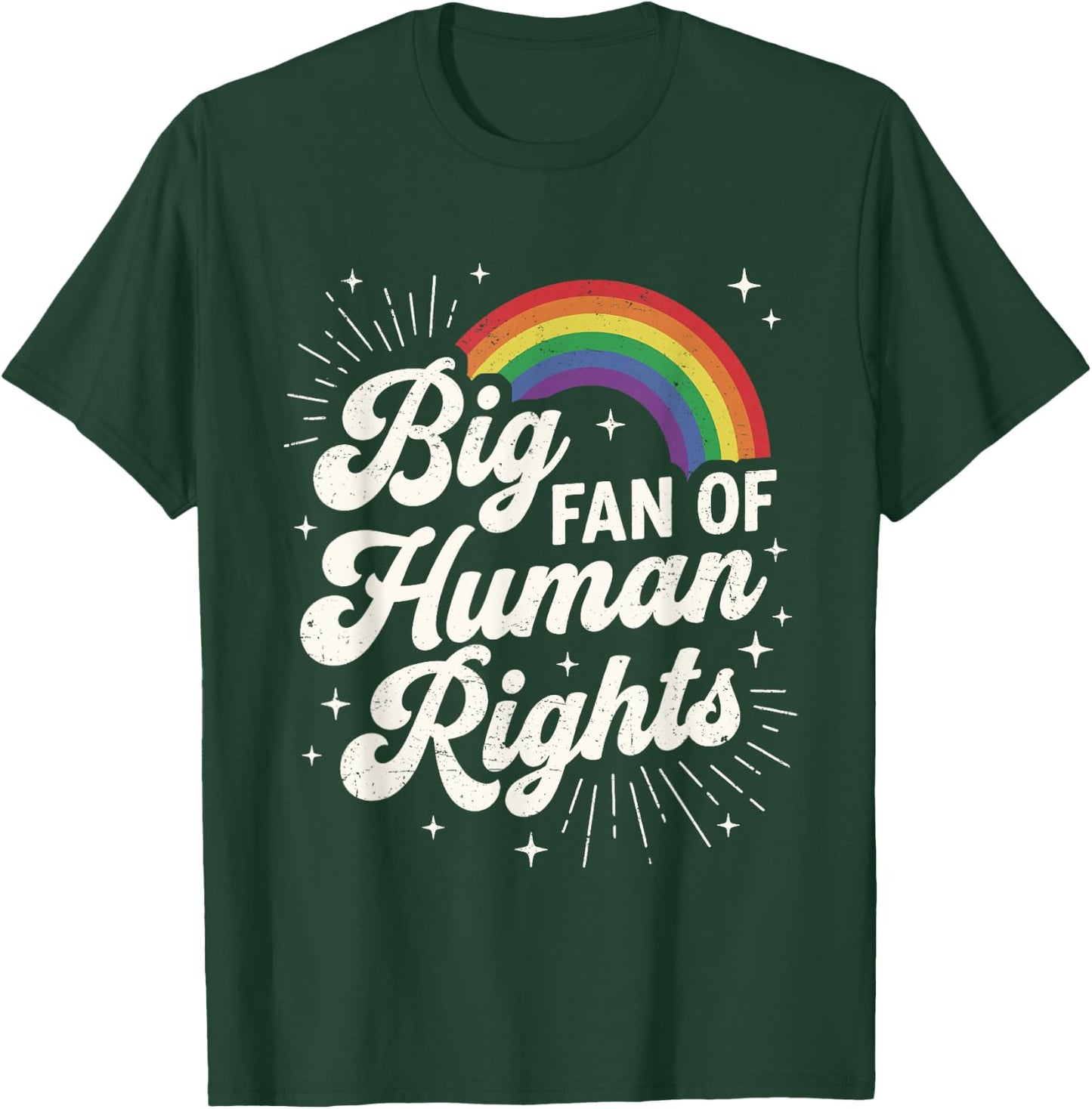 Big Fan of Human Rights Equality Retro Rainbow T-Shirt - T-Shirt | Forest