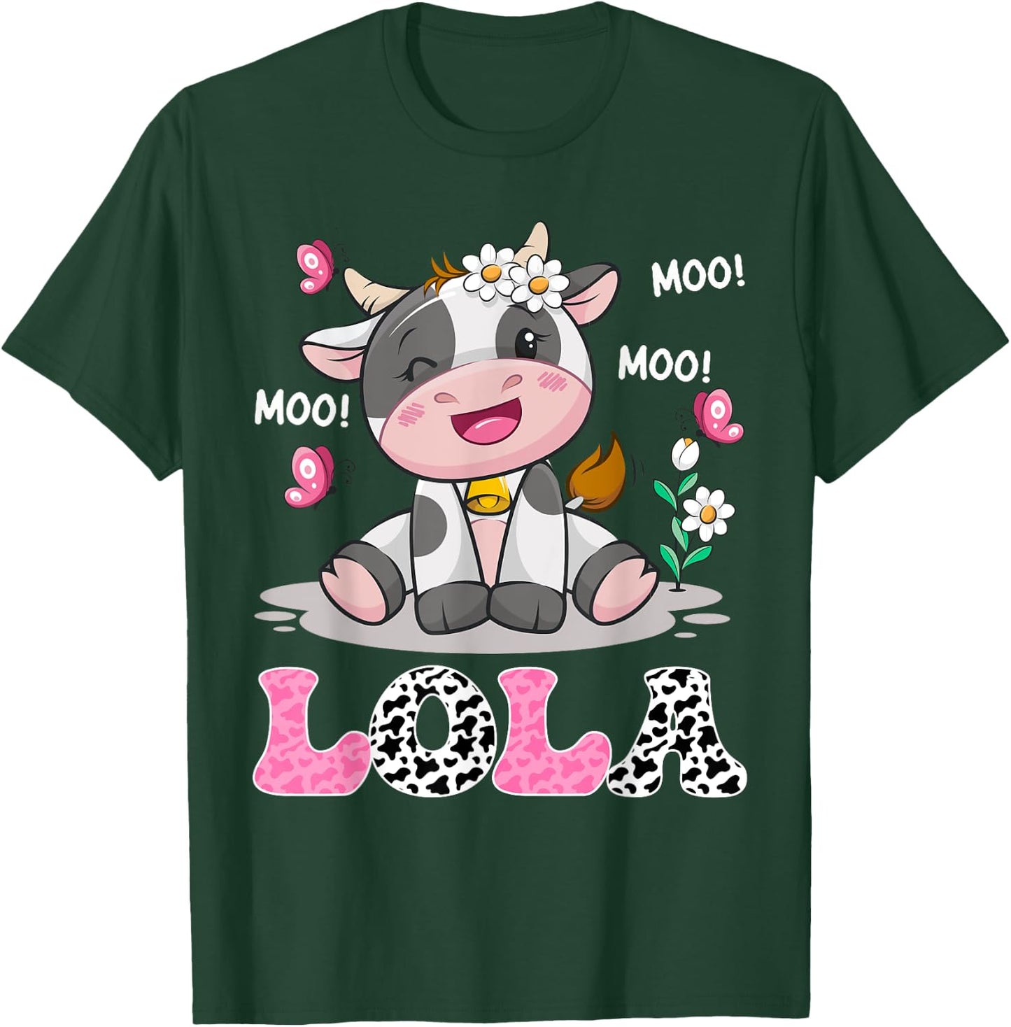 Lola Cute Cow Moo Moo Farmer Birthday Family Matching T-Shirt - T-Shirt | Forest