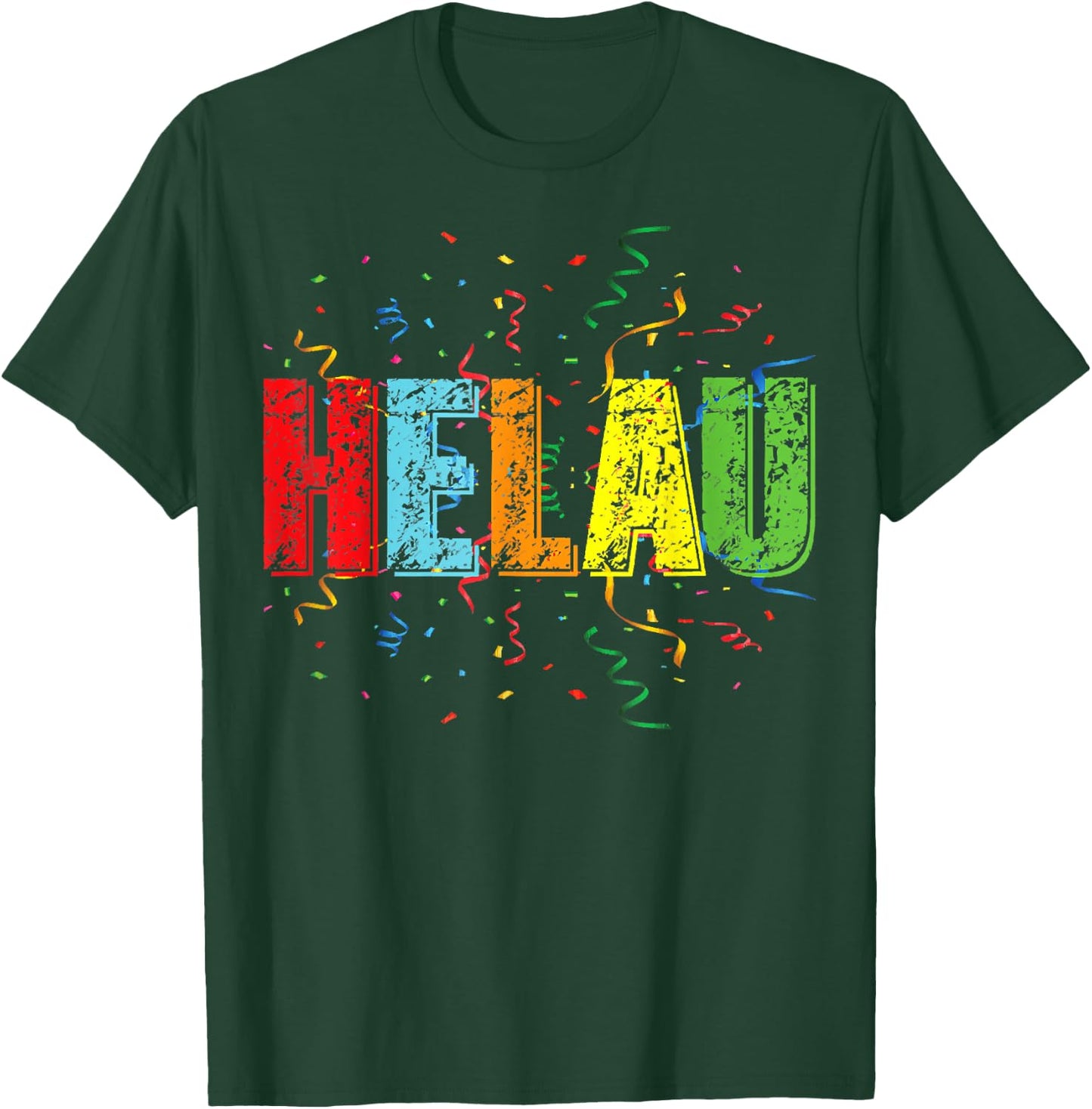 Helau Shirt with Colourful Letters Streamers and Confetti , black T-Shirt - T-Shirt | Forest