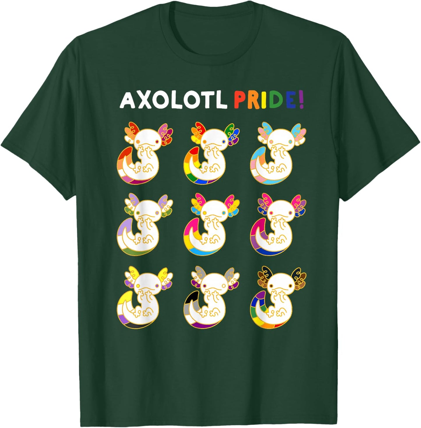 Axolotl Pride LGBT Kawaii Axolotls Rainbow Gay Pride Month T-Shirt - T-Shirt | Forest