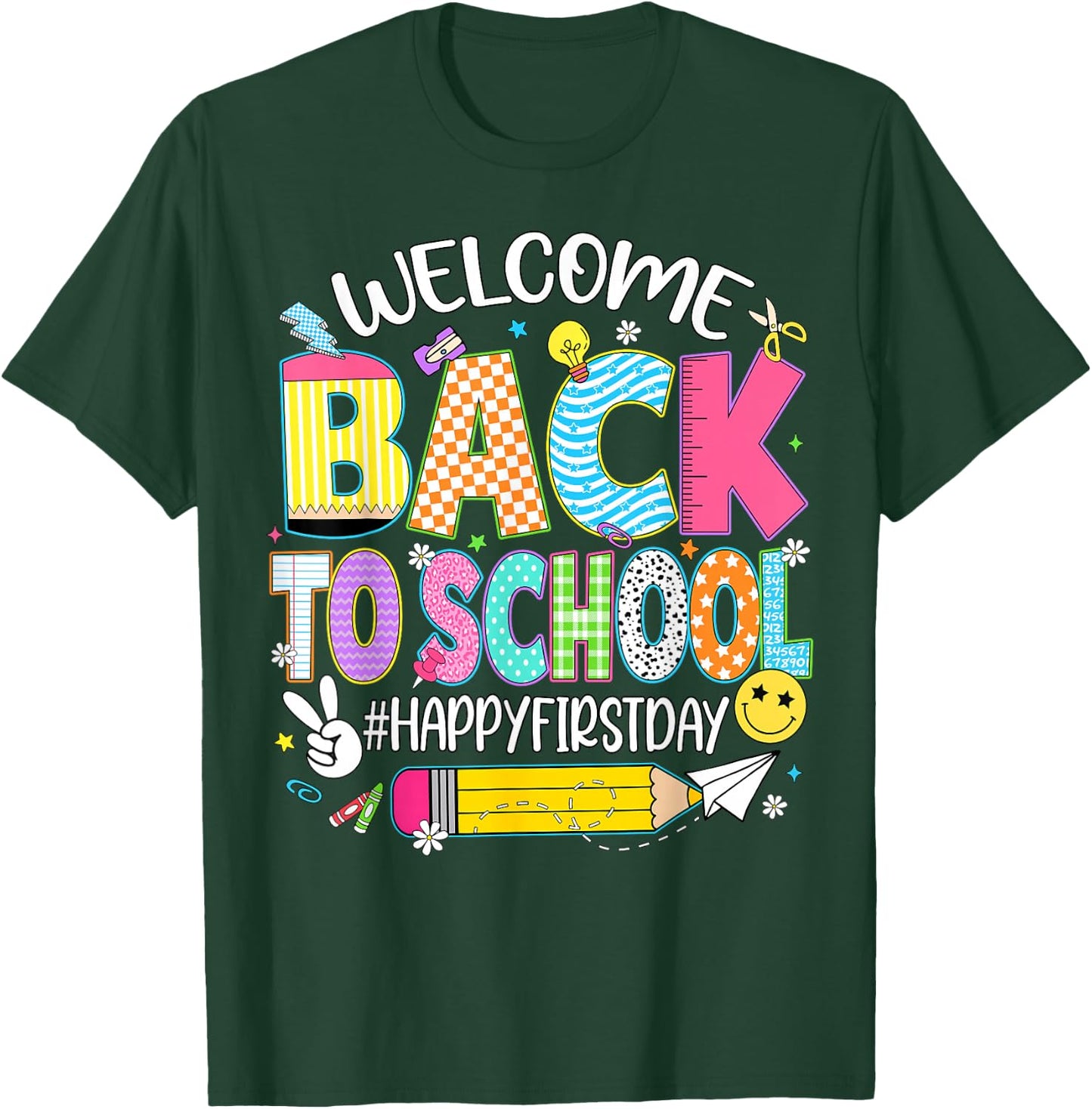 Welcome Back to School Happy First Day of School Teacher Kid T-Shirt - T-Shirt | Forest