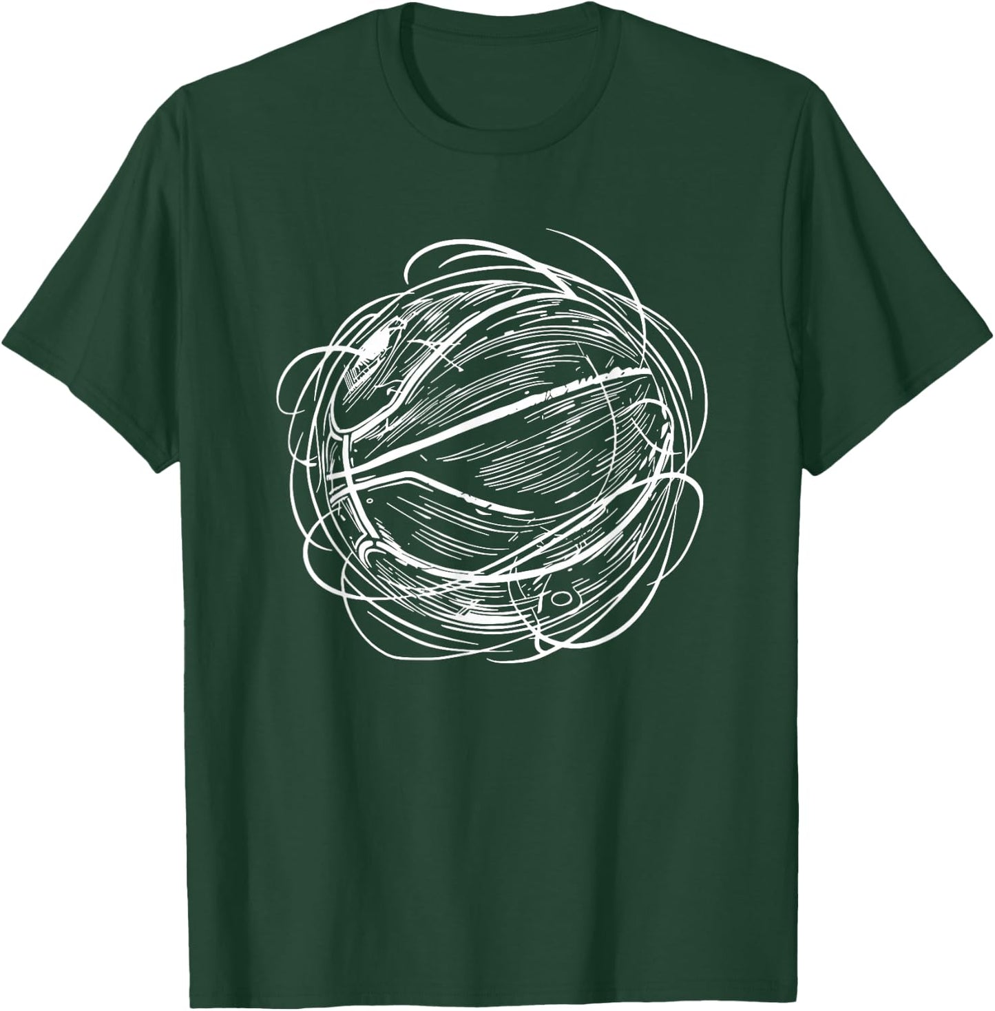 Basketball Ball Sketch Sports T-Shirt - T-Shirt | Forest