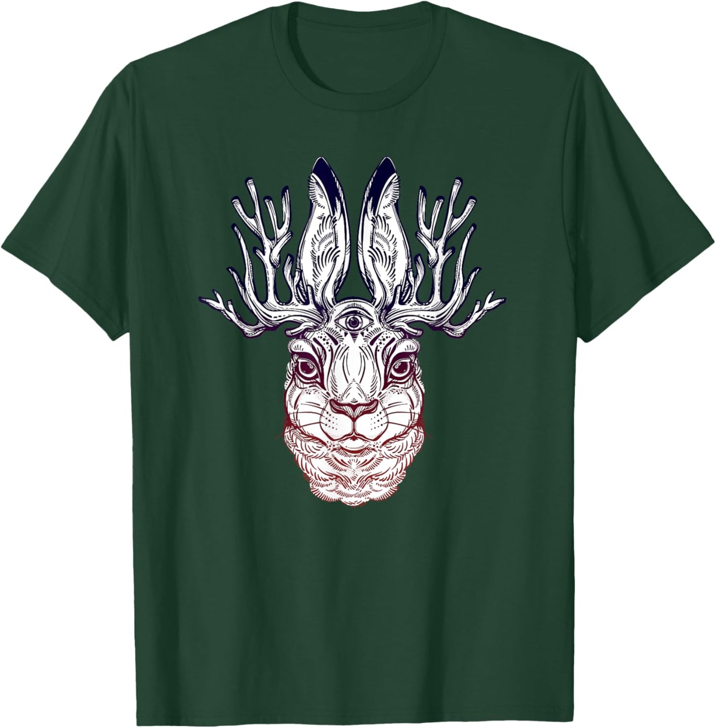 Stay Weird - Jackalope - Folklore Hare Third Eye T-Shirt - T-Shirt | Forest