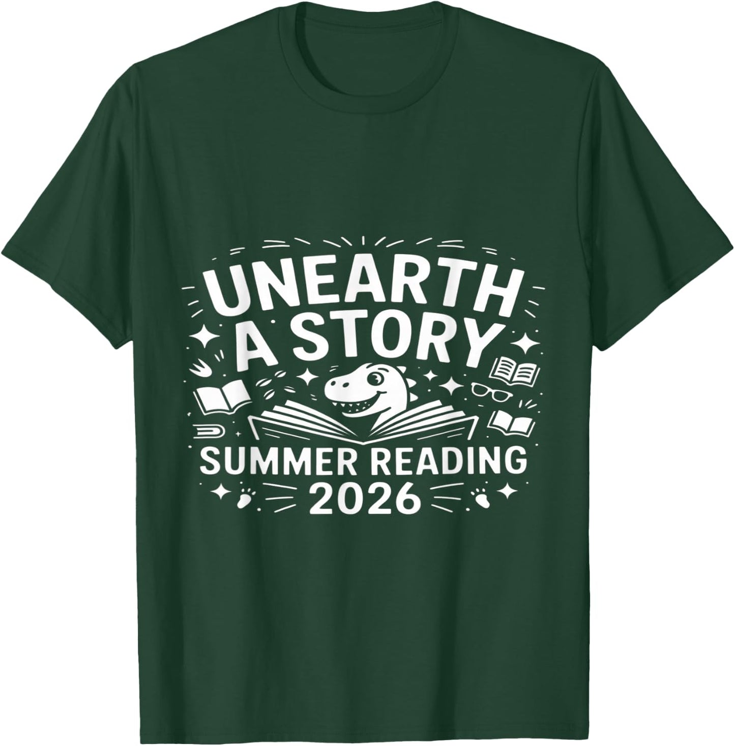 Unearth A Story Summer Reading 2026 Dinosaur T-Shirt - T-Shirt | Forest