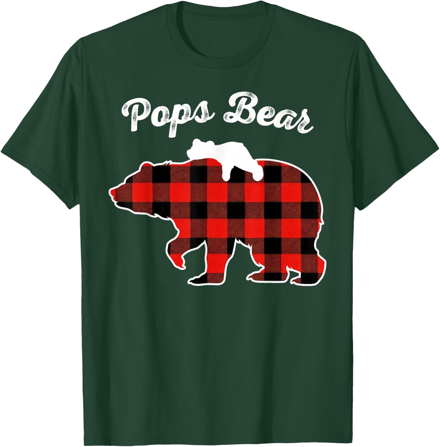 Pops Bear Flannel Red Plaid Pajama Family Matching XMAS T-Shirt - T-Shirt | Forest