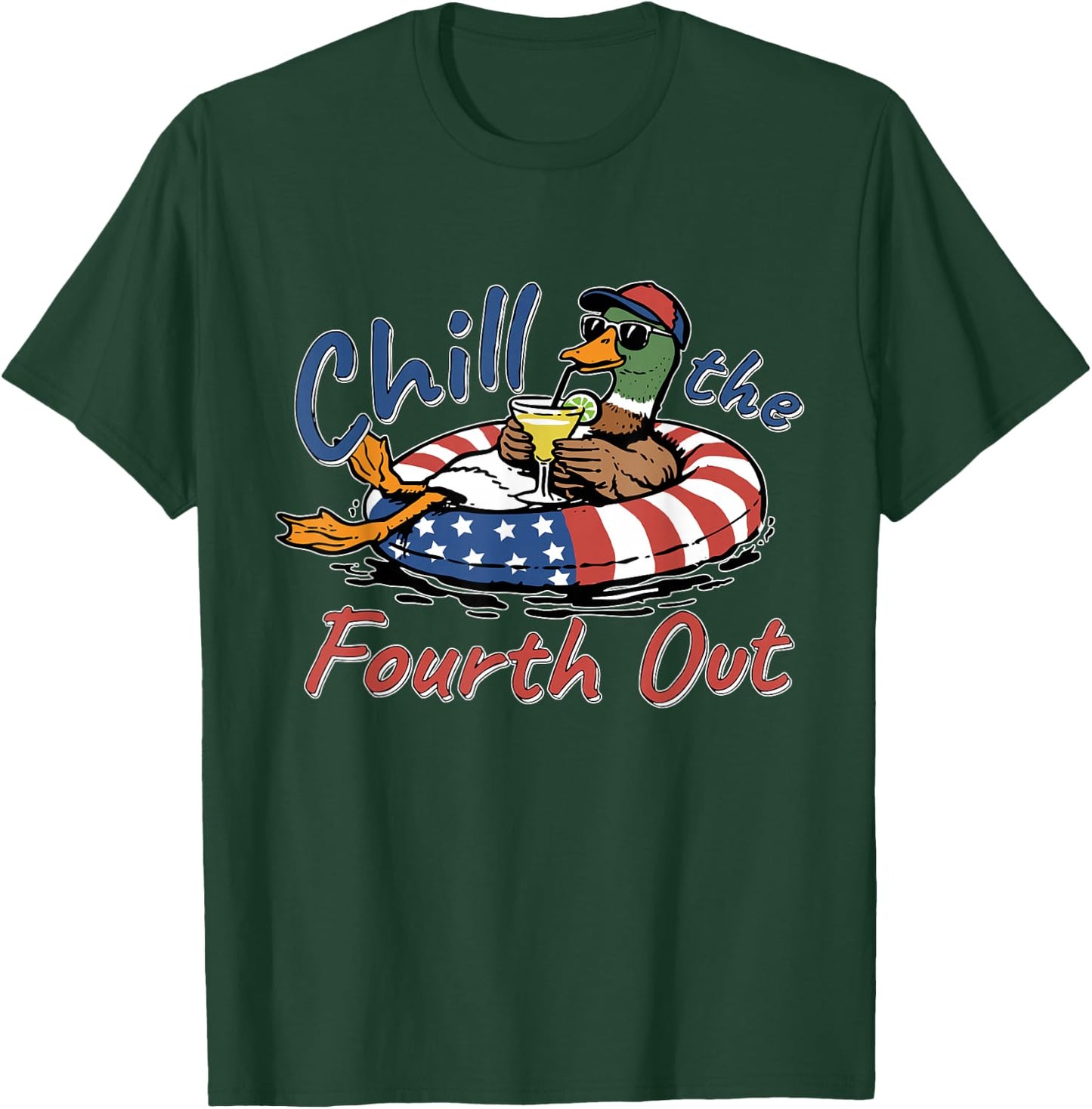 Chill The Fourth Out - Funny Duck 4th July, Animal Patriotic T-Shirt - T-Shirt | Forest