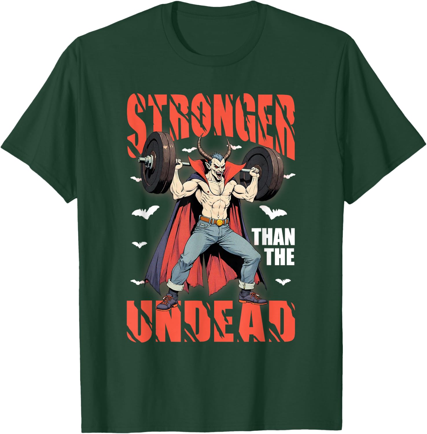 Stronger Than Undead Vampire Lifting Weights Gym Workout T-Shirt - T-Shirt | Forest