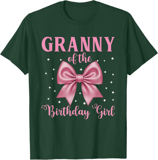 Granny of The Birthday Girl Pink Coquette Bow Family T-Shirt - T-Shirt | Forest