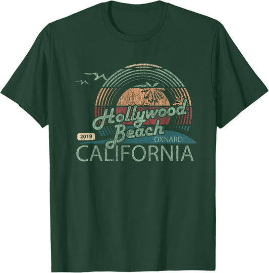 Vintage Retro Hollywood Beach Oxnard California T-Shirt - T-Shirt | Forest