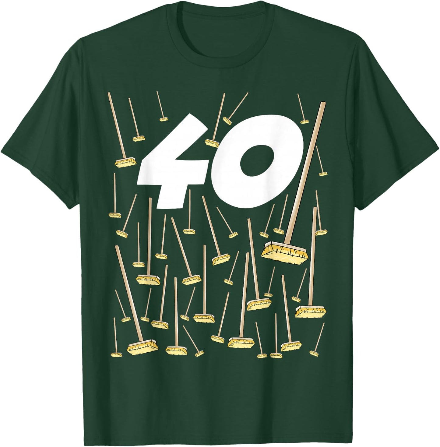 Birthday 40 Years 40 Broom Humour Man Woman , Black, S T-Shirt - T-Shirt | Forest