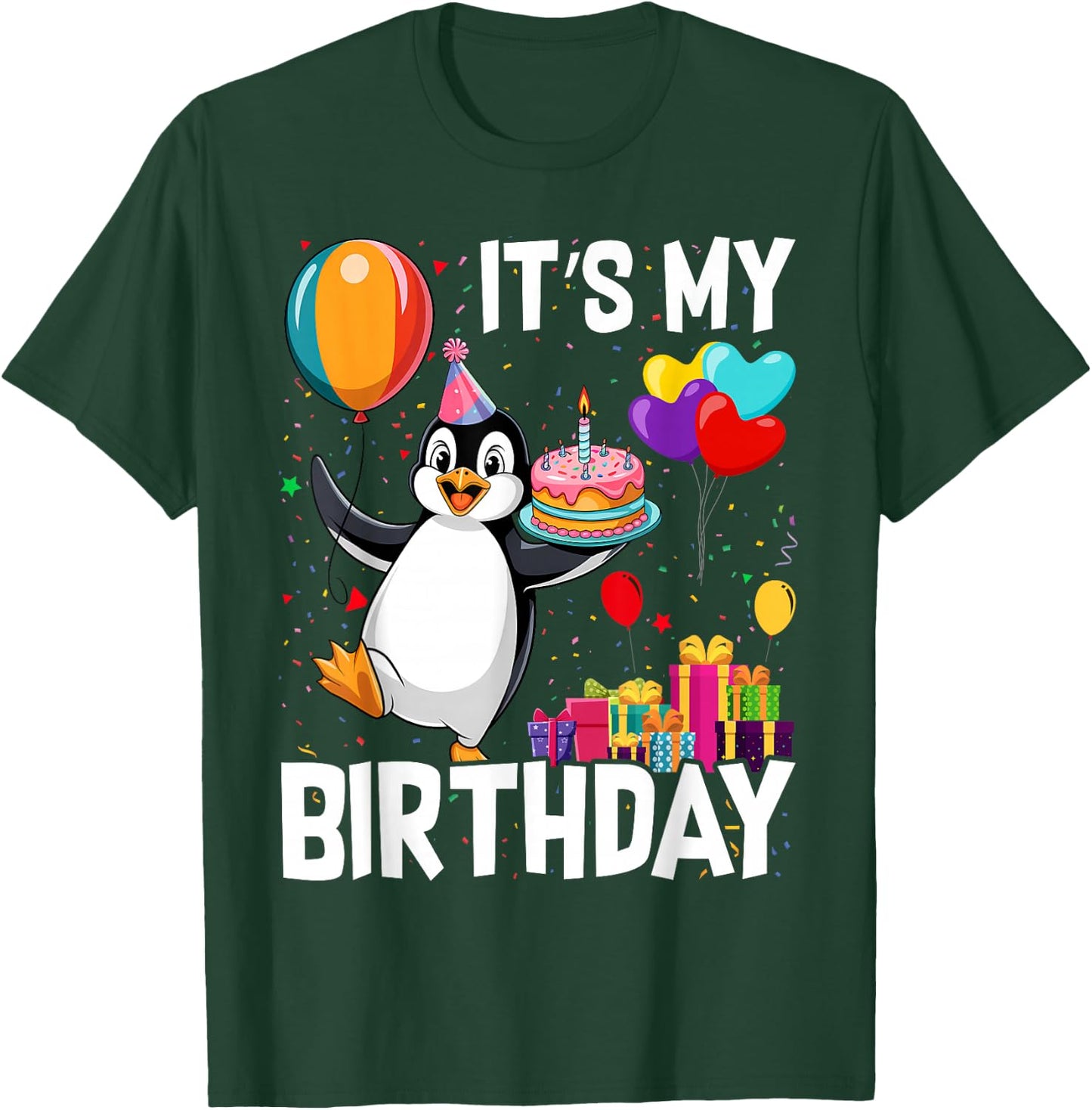 Penguin Birthday Balloons Kids Birthday Party Cute Penguin T-Shirt - T-Shirt | Forest